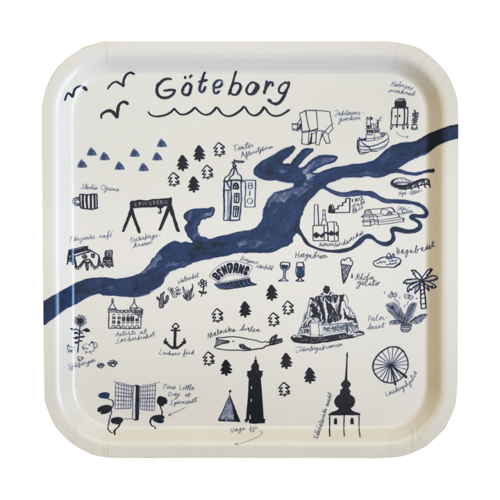 Plateau Gothenburg 32x32 cm - White-Blue - Fine Little Day