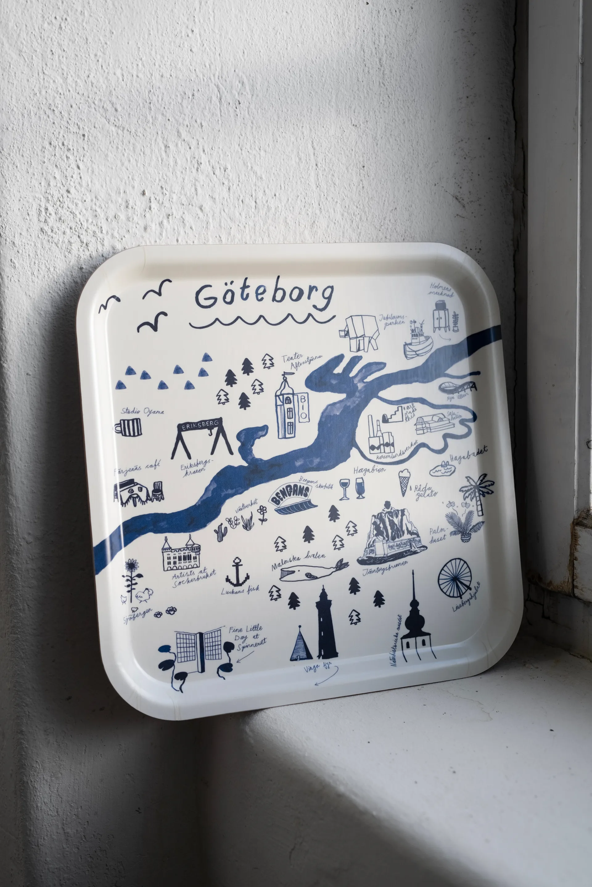 Plateau Gothenburg 32x32 cm, White-Blue Fine Little Day