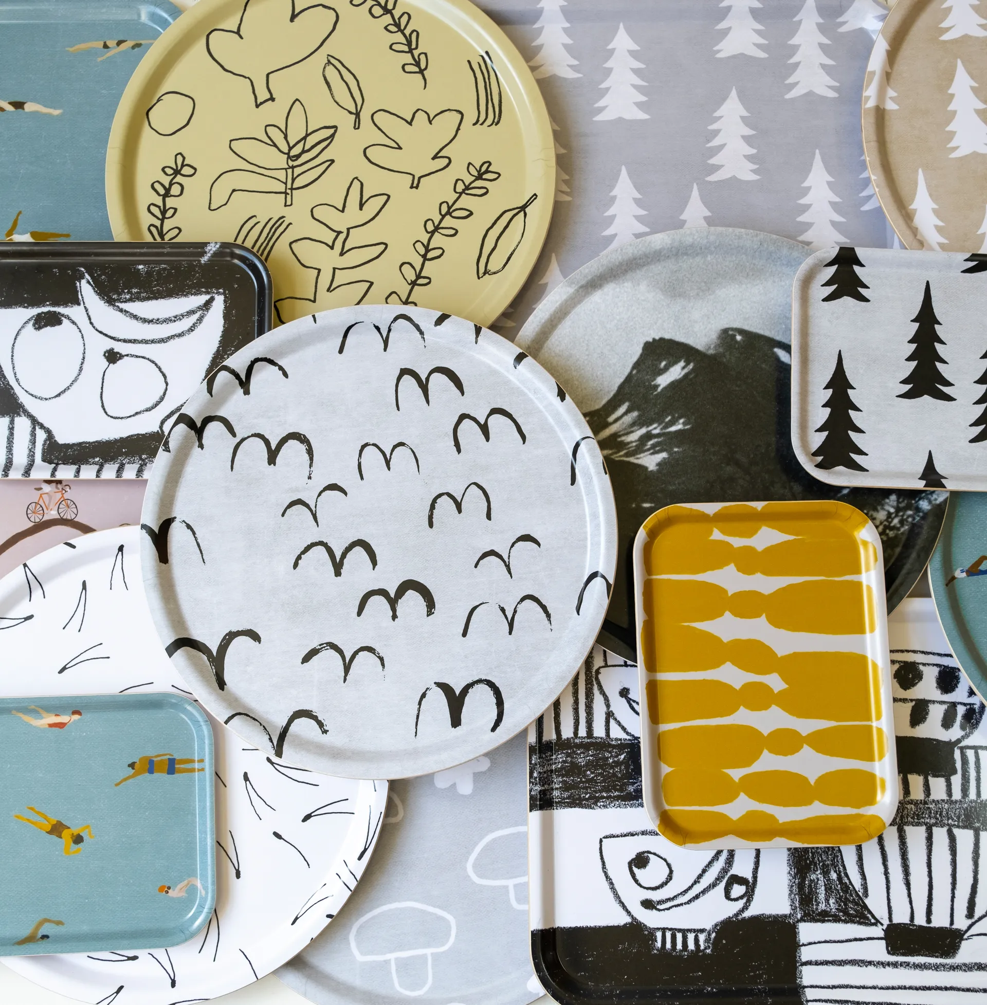 Plateau Gran 33x43 cm, Gris-blanc Fine Little Day