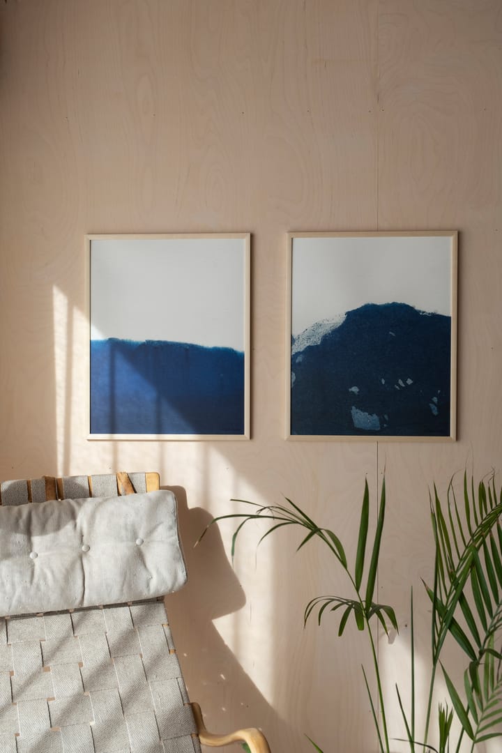 Poster Dyeforindigo ocean 2 40x50 cm, Bleu-blanc Fine Little Day