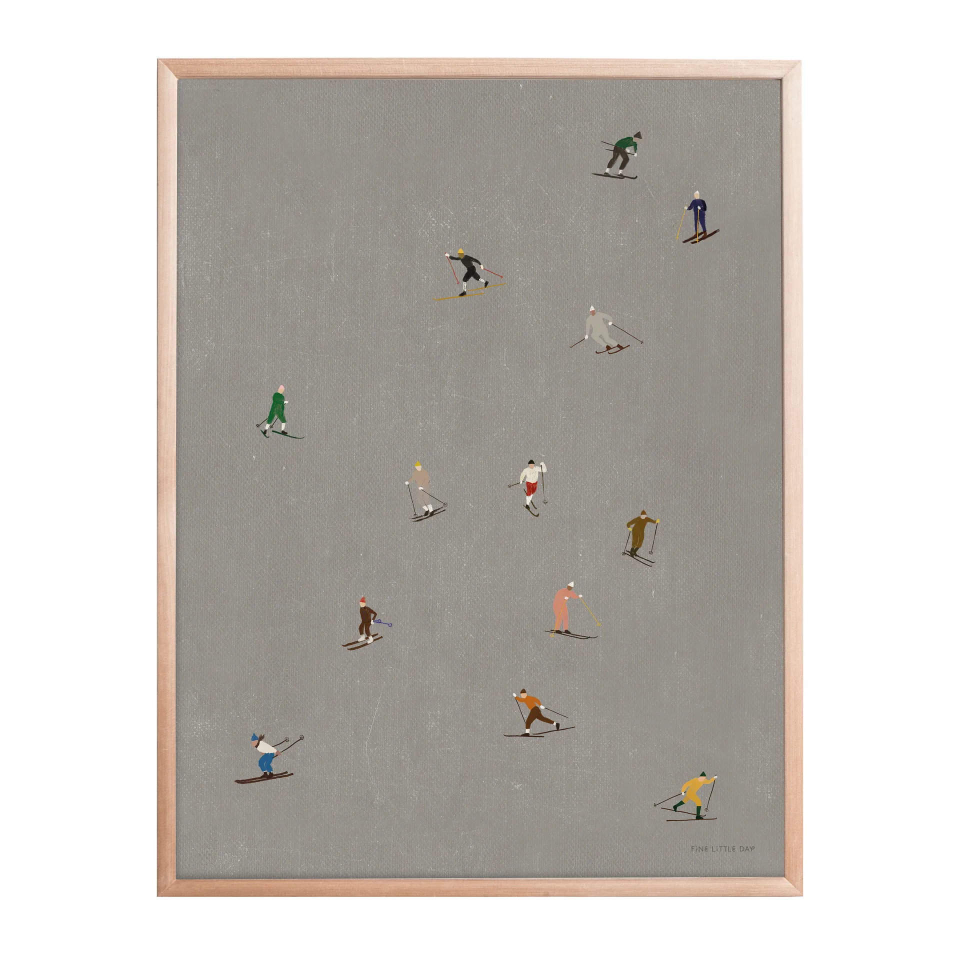 Poster Skiers 40x50 cm, Gris Fine Little Day