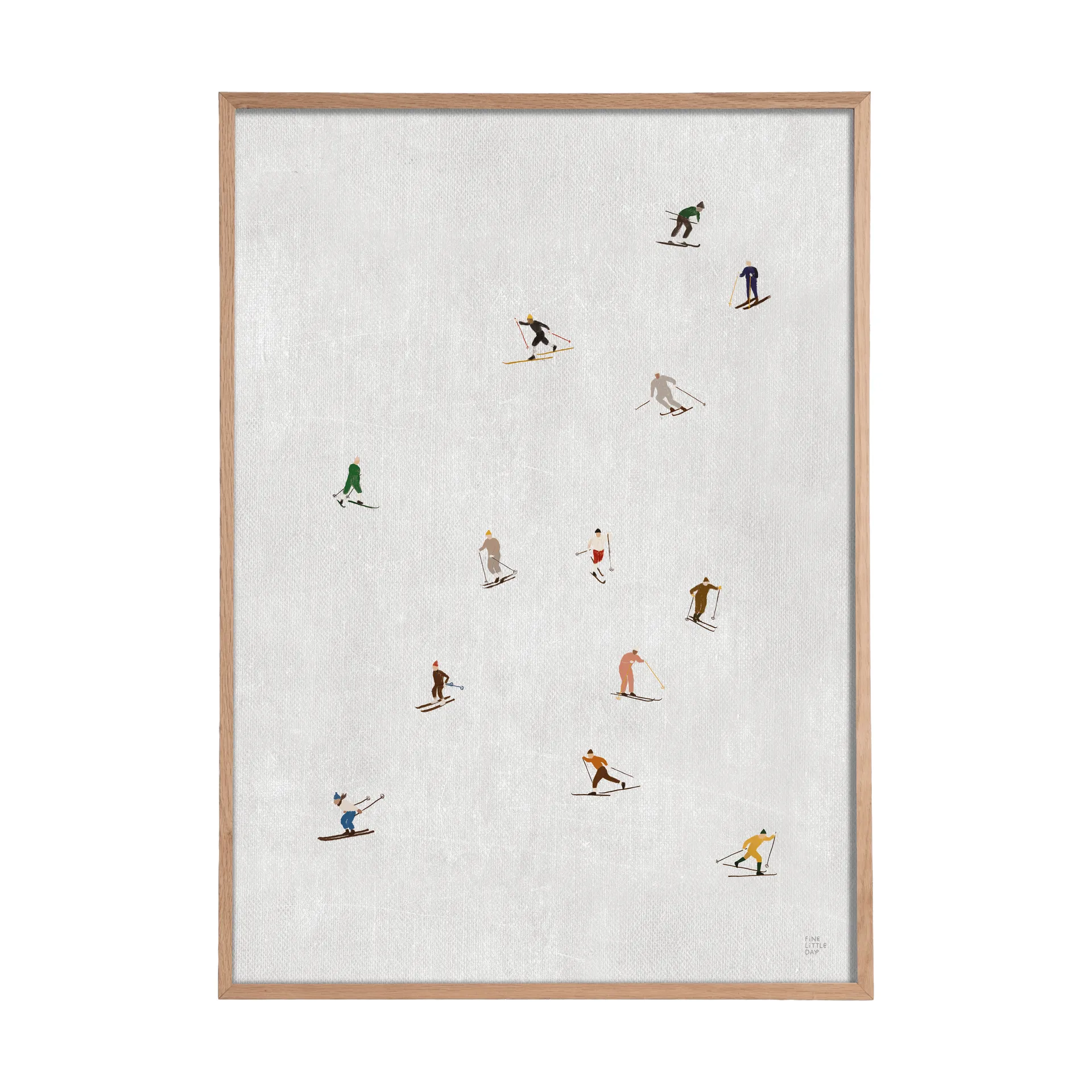 Poster Skiers 50x70 cm, Gris clair Fine Little Day