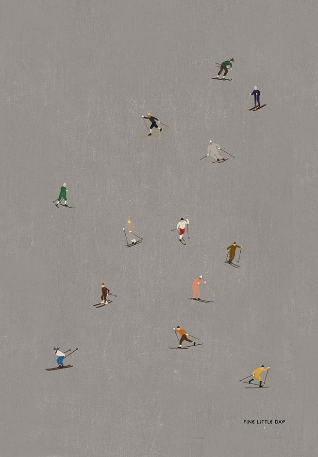 Poster Skiers 50x70 cm - Gris - Fine Little Day