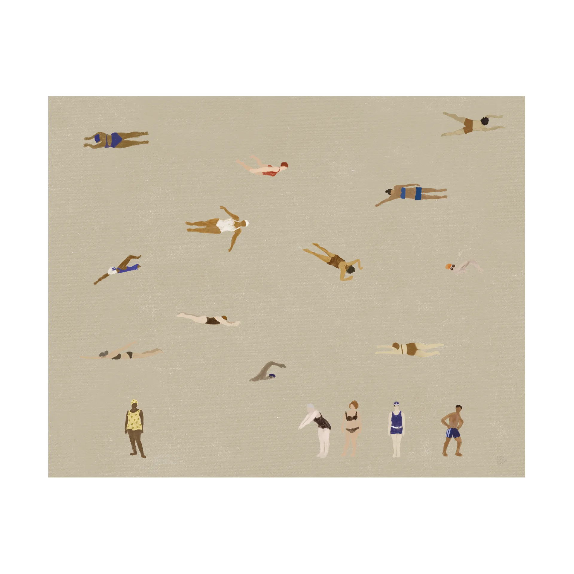 Poster Swimmers, Beige, 40x50 cm Fine Little Day