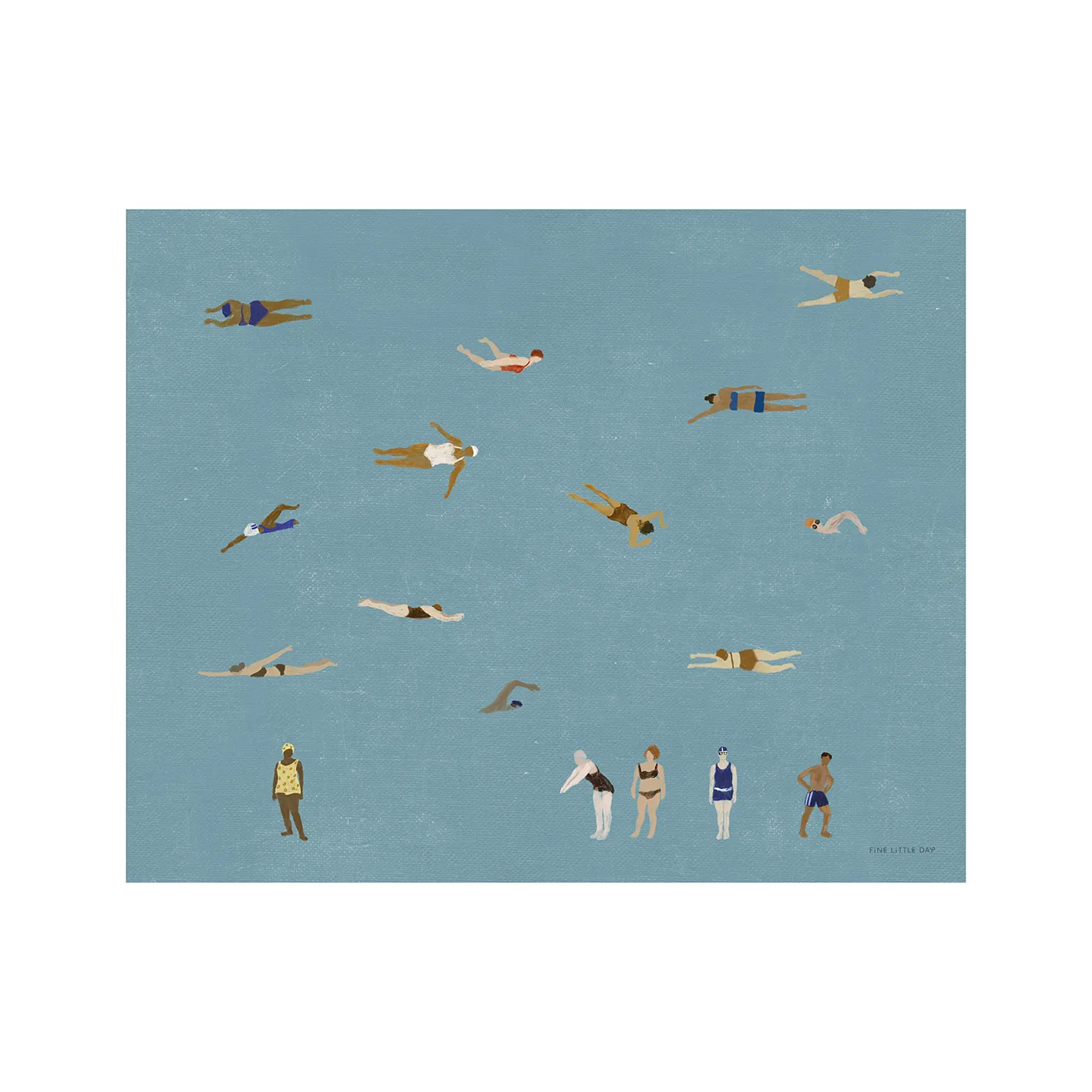Poster Swimmers, Blue, 40x50 cm Fine Little Day