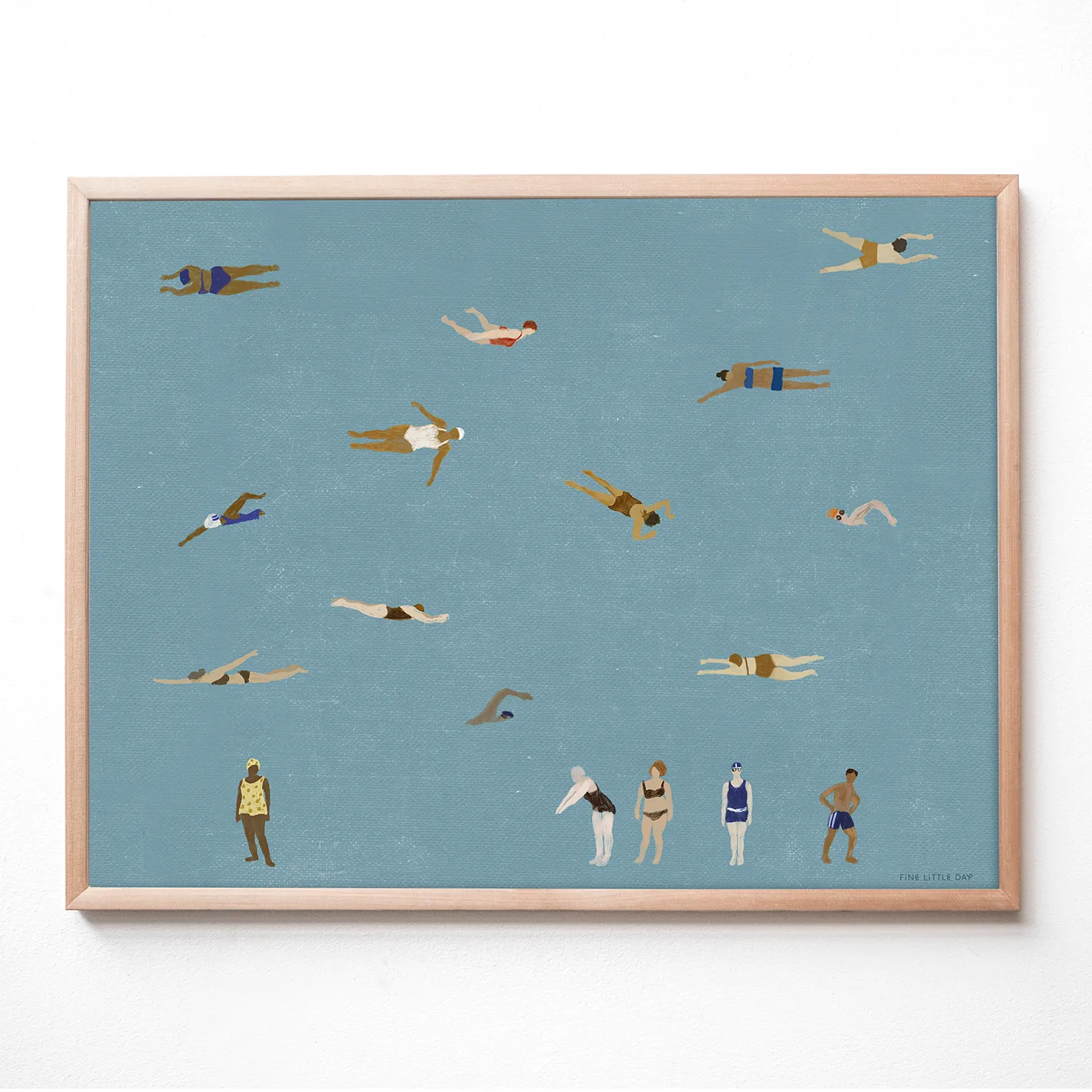 Poster Swimmers, Blue, 40x50 cm Fine Little Day