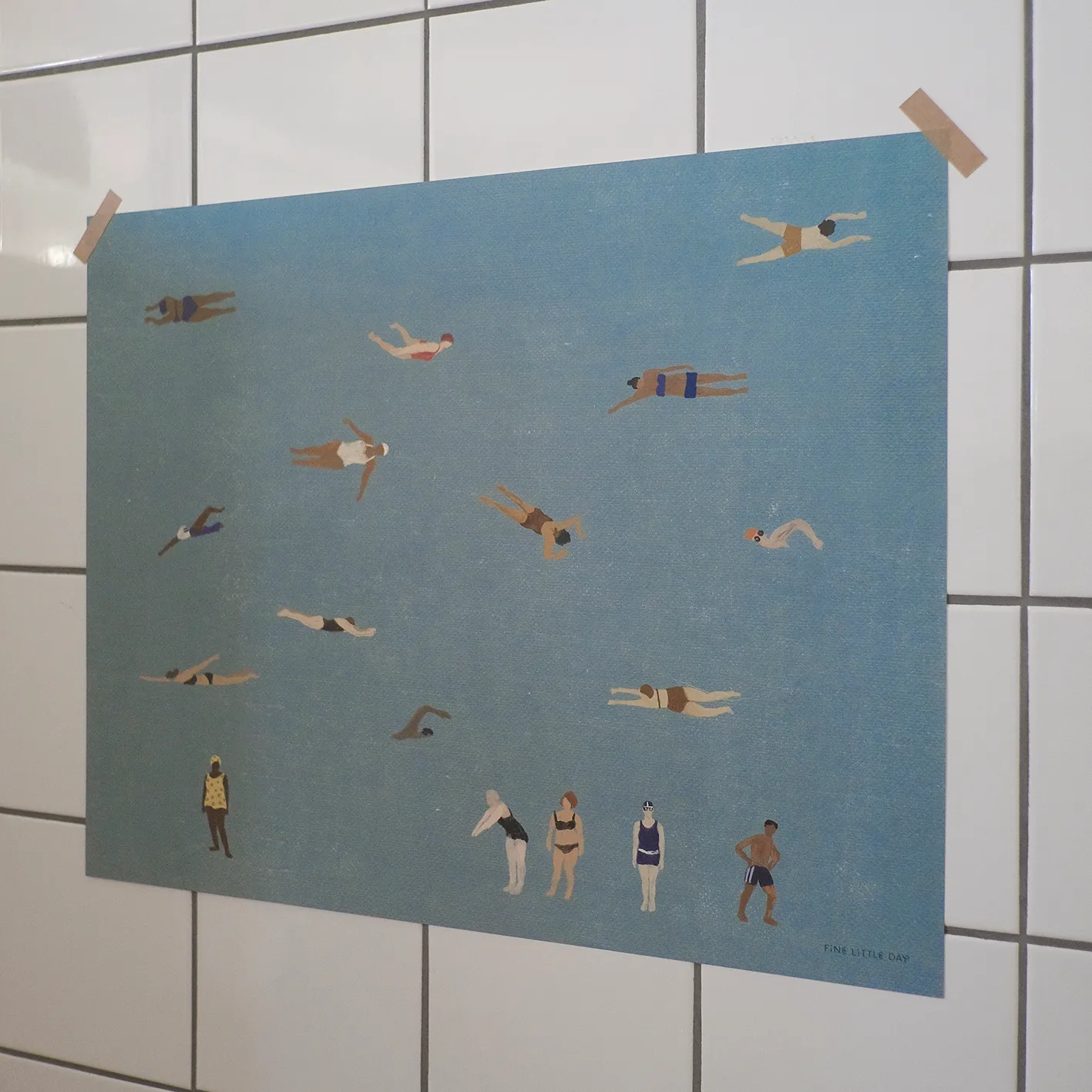 Poster Swimmers, Blue, 40x50 cm Fine Little Day