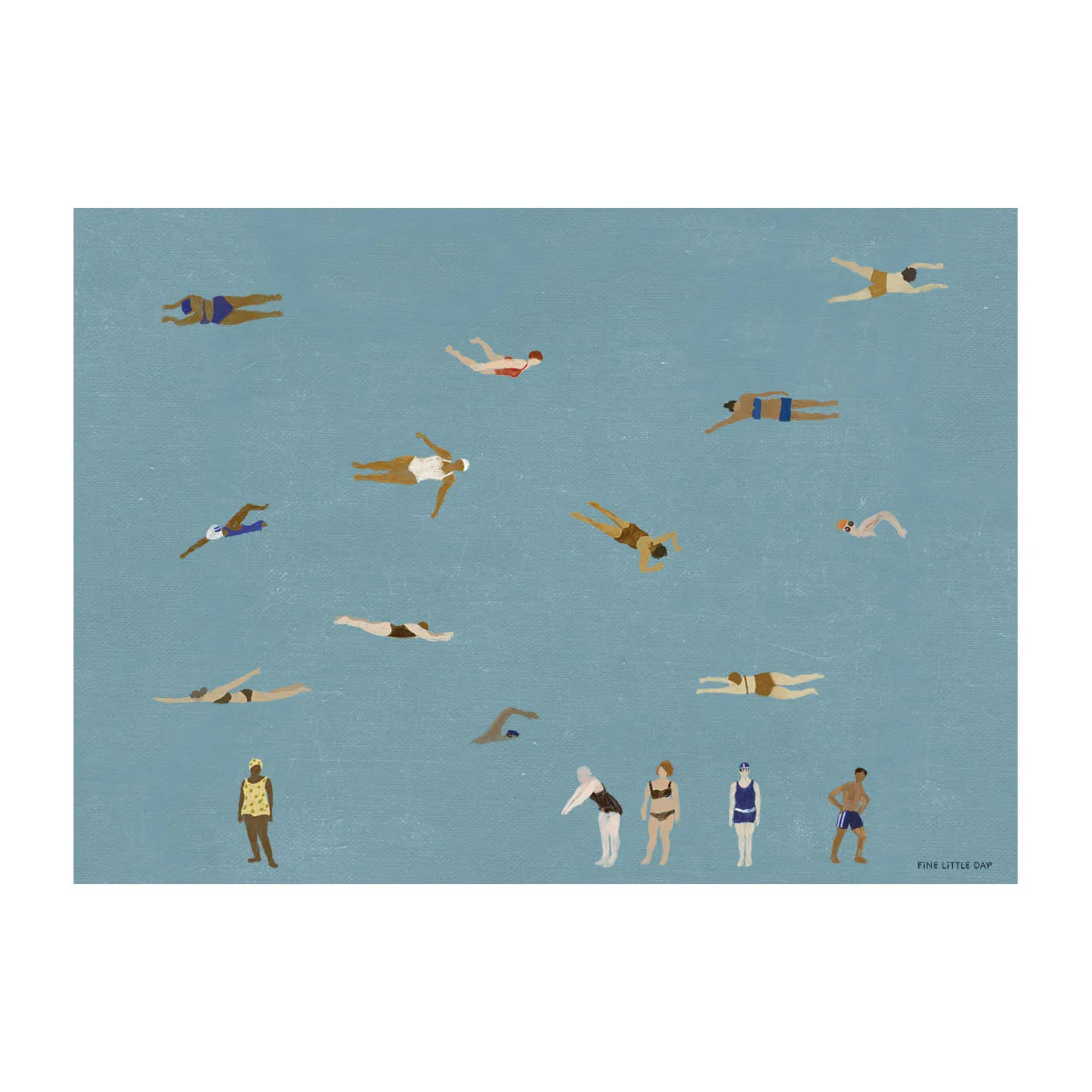 Poster Swimmers, Blue, 50x70 cm Fine Little Day