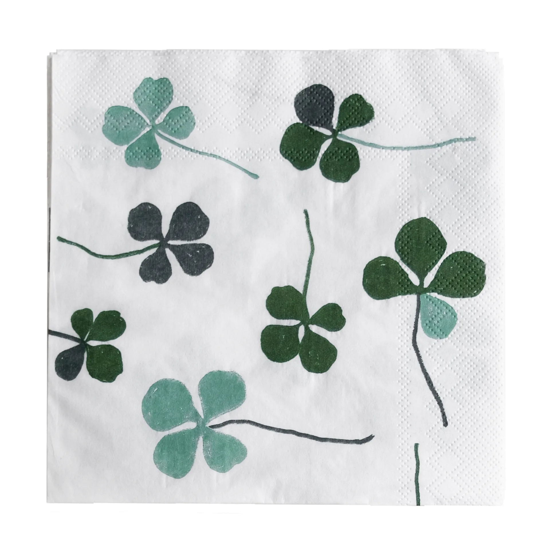 Serviette Clover Lot de 25, Blanc-vert Fine Little Day