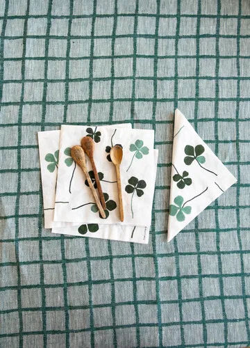 Serviette Clover Lot de 25 - Blanc-vert - Fine Little Day