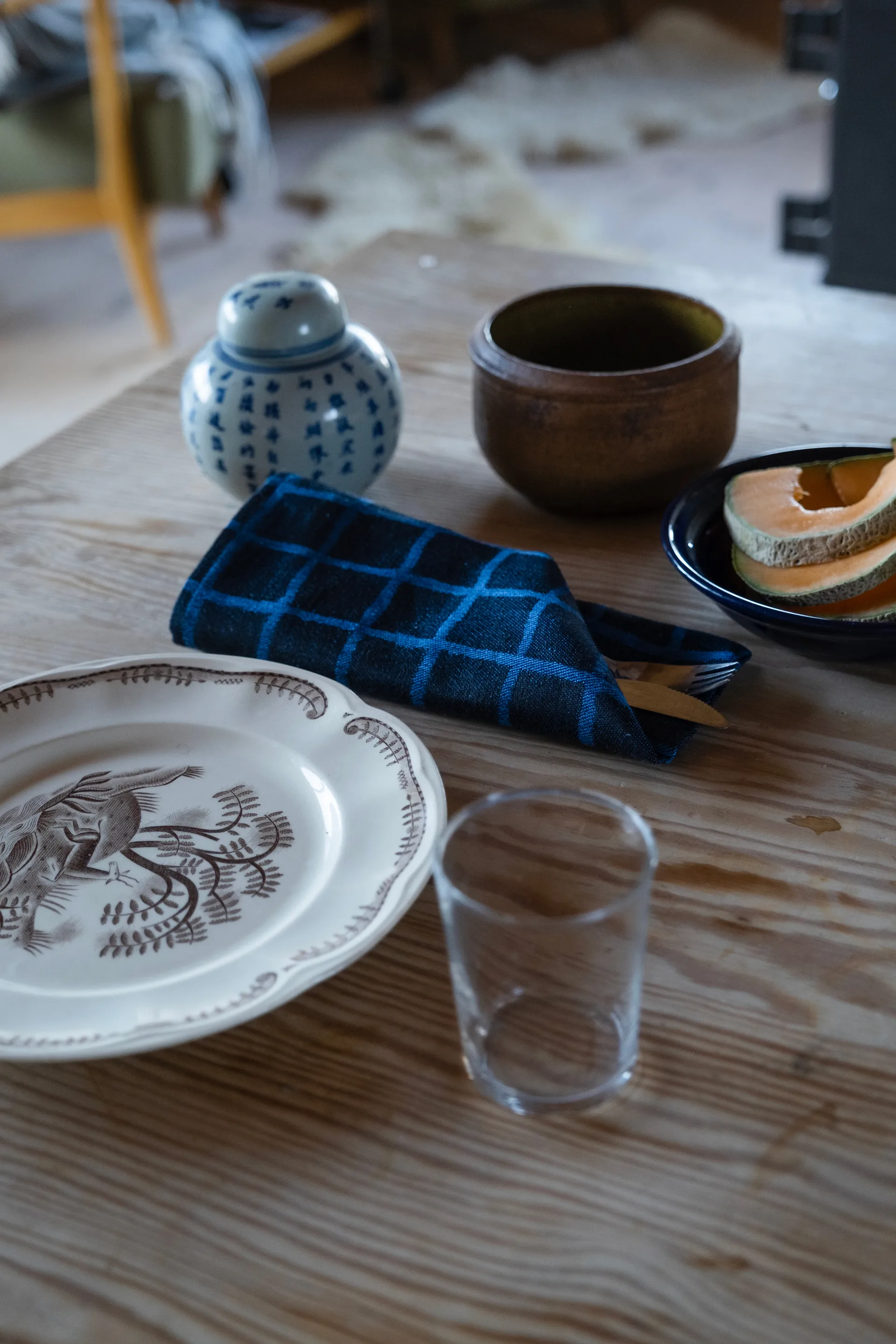 Serviette en jacquard Rutig Lot de 2, Blue-black Fine Little Day