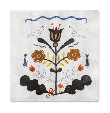 Serviette Kurbits 33x33 cm, lot de 25 - Blanc-multi - Fine Little Day