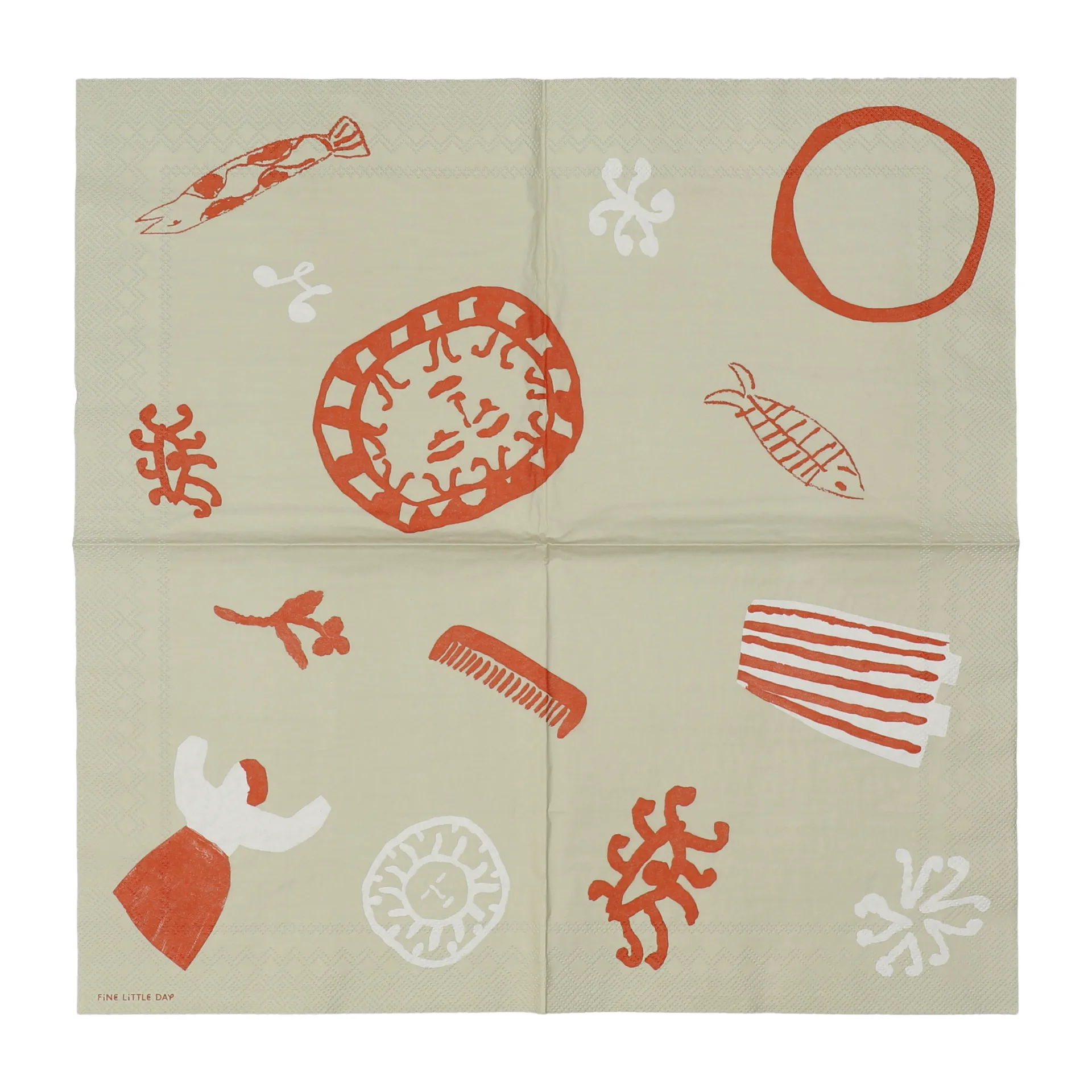 Serviettes Figures lot de 20, Beige-red Fine Little Day