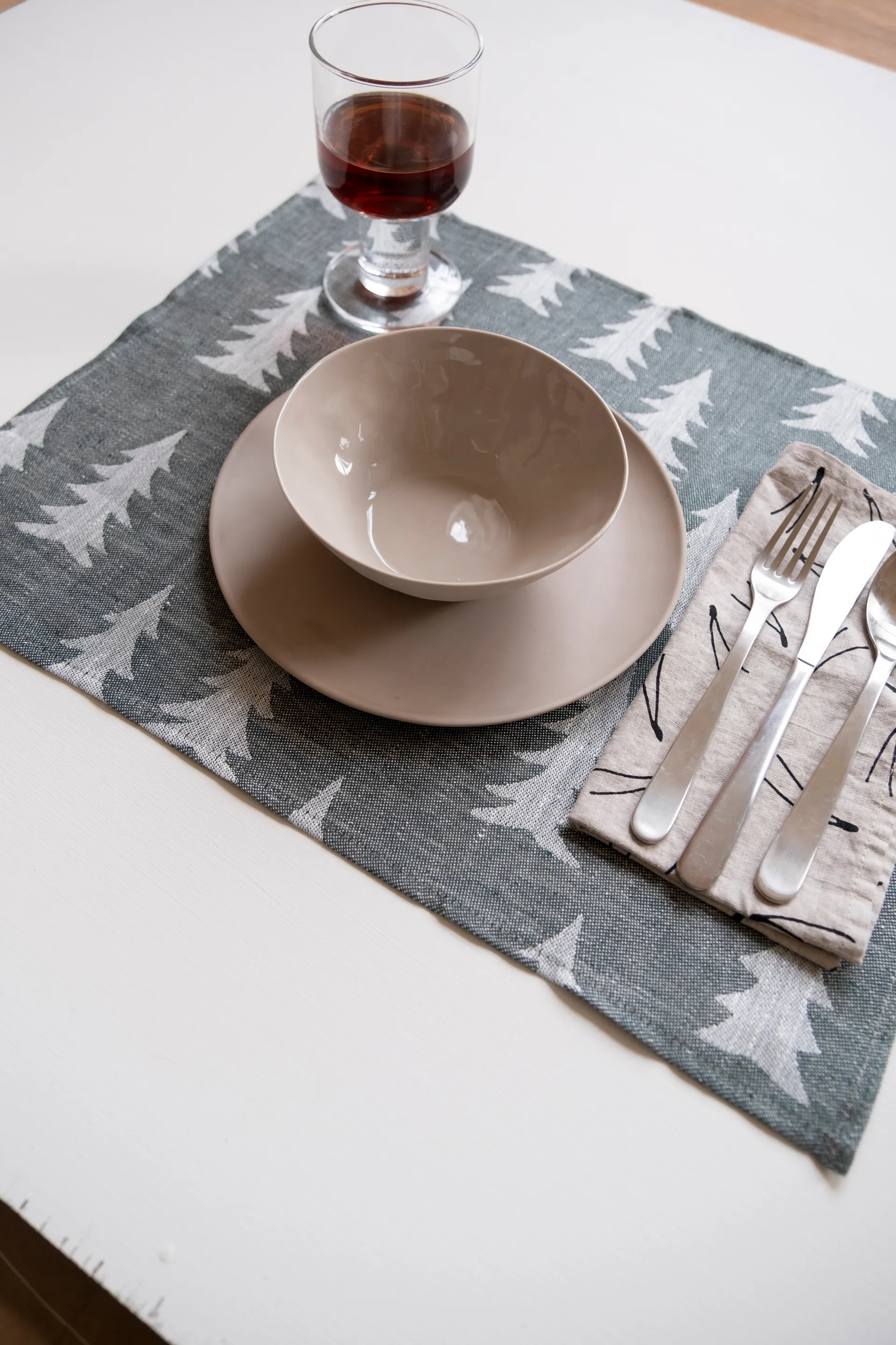 Set de table Gran 37x47 cm, Vert-blanc Fine Little Day