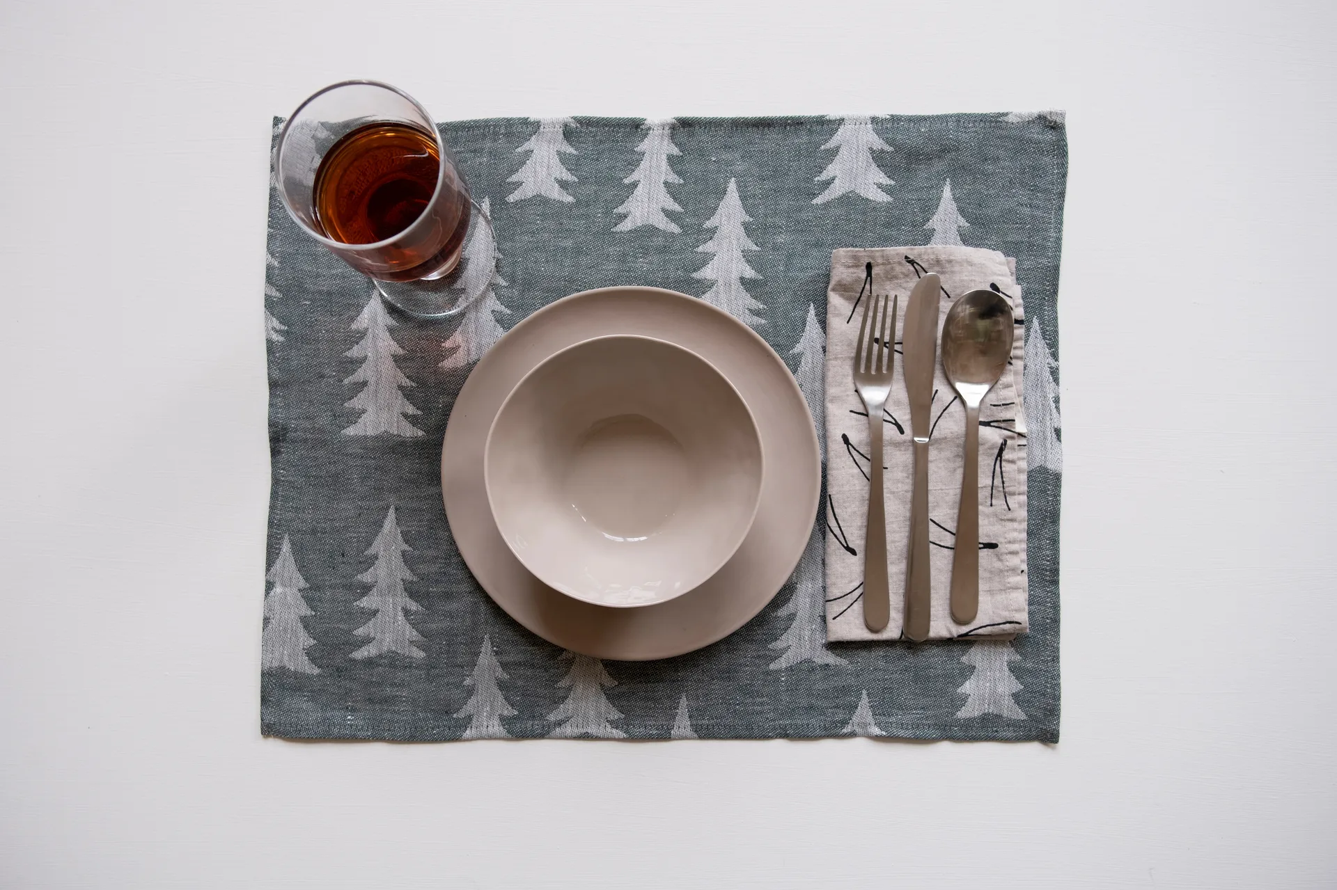 Set de table Gran 37x47 cm, Vert-blanc Fine Little Day