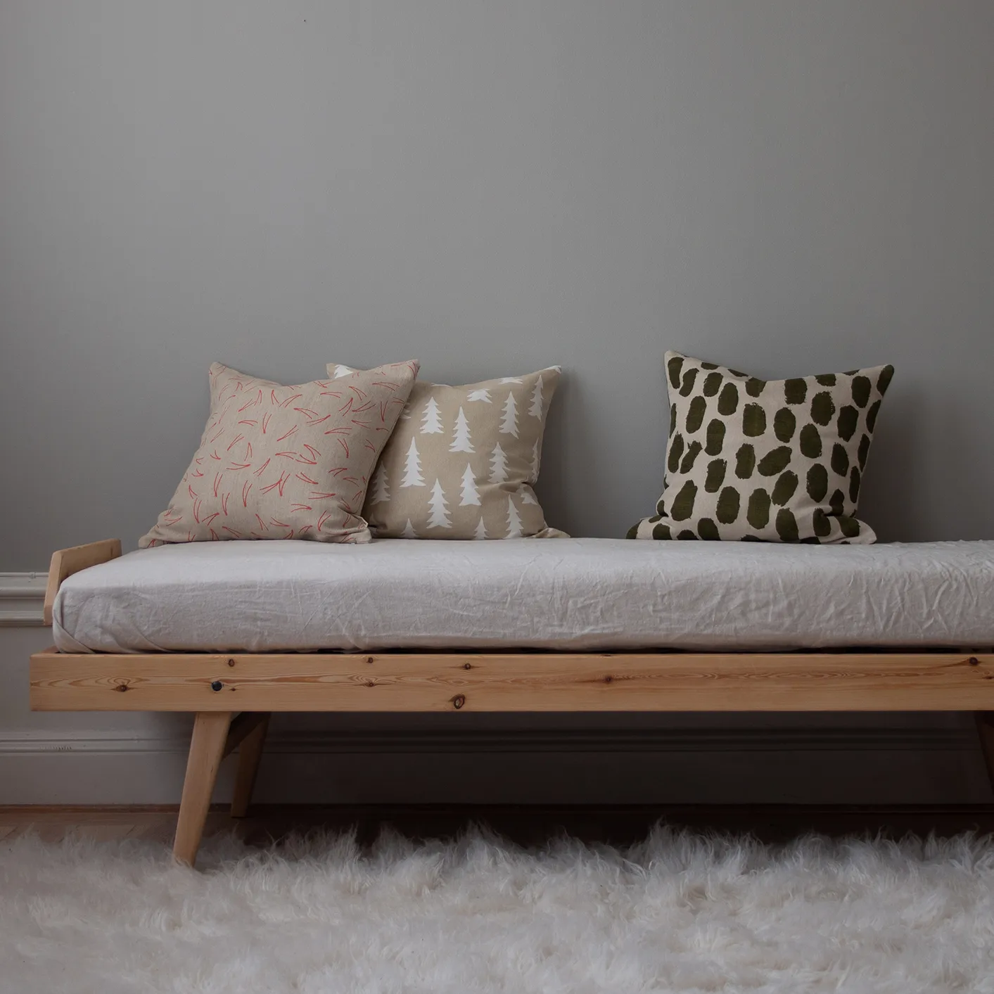 Taie Dots 48x48 cm, Beige-vert olive Fine Little Day