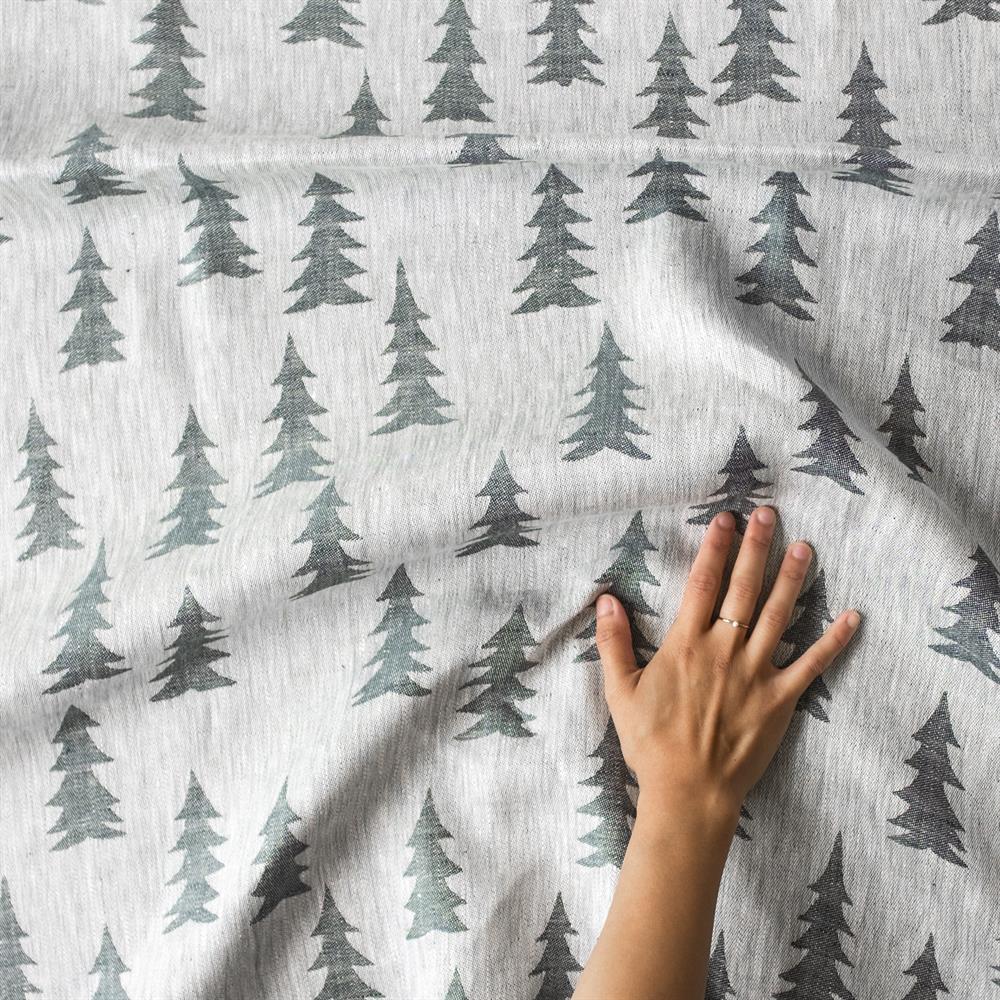Tissu Gran lin, vert foncé-blanc Fine Little Day