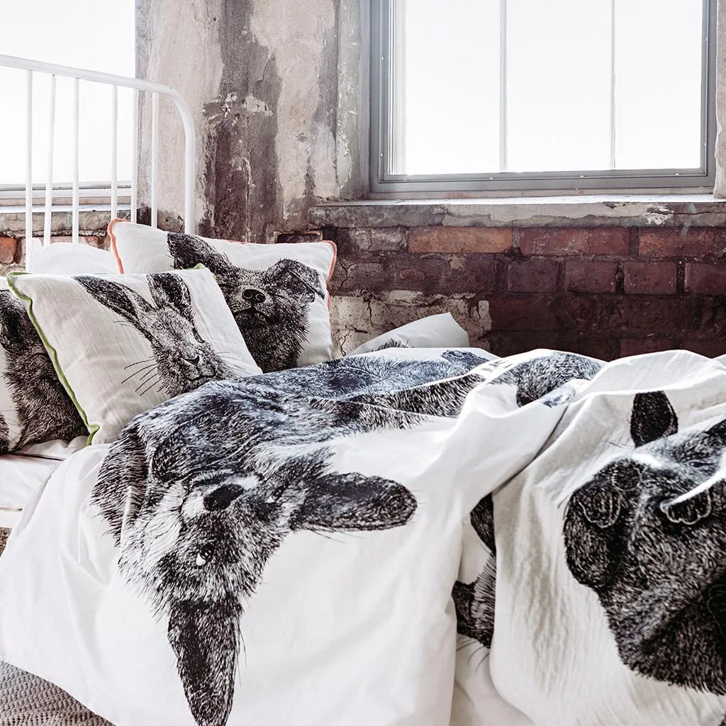 Housse de couette et taie d'oreiller Villipedot, Noir-blanc Finlayson