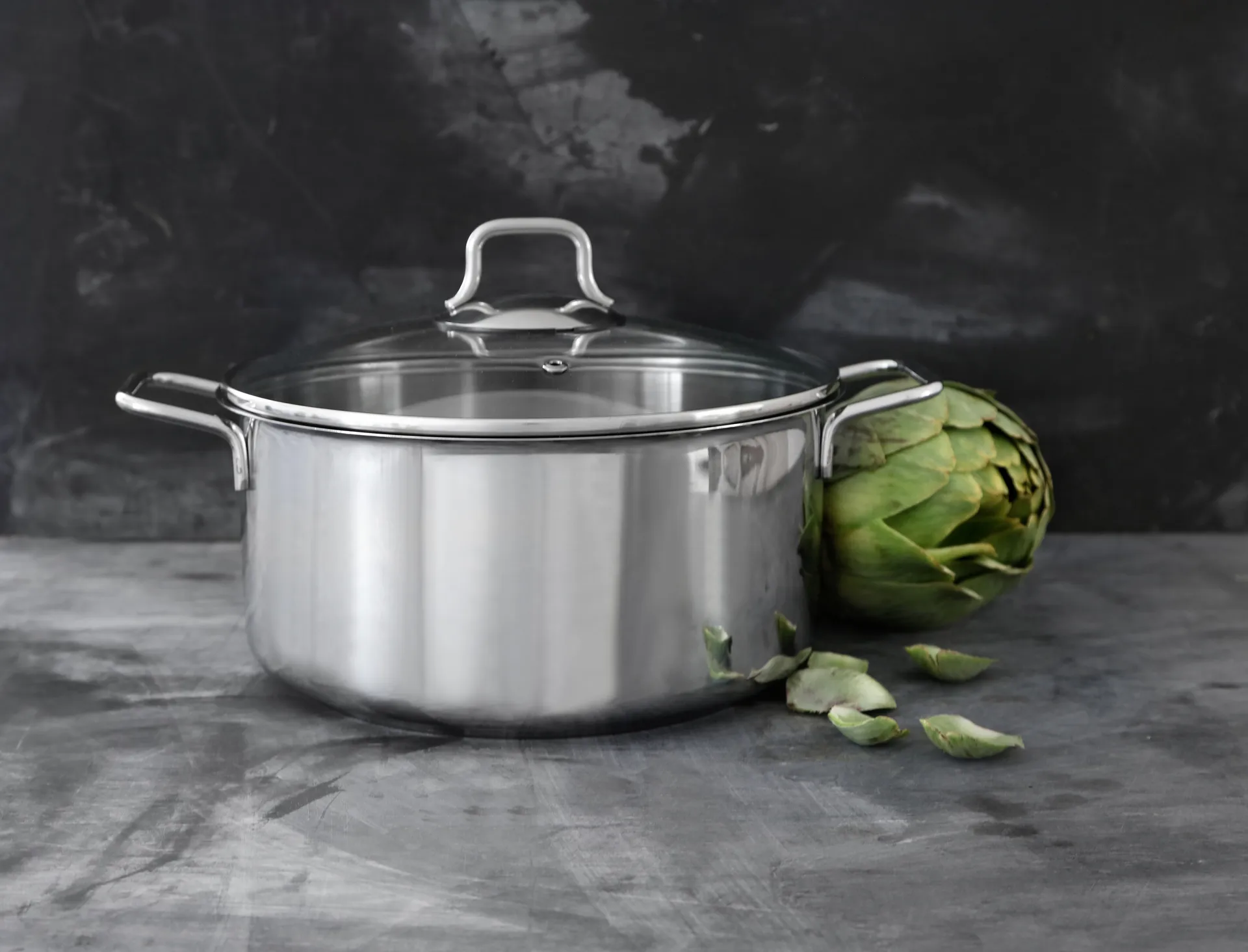 Batterie de cuisine Fiskars avec couvercle en verre 3 Pièces, Acier inoxydable Fiskars