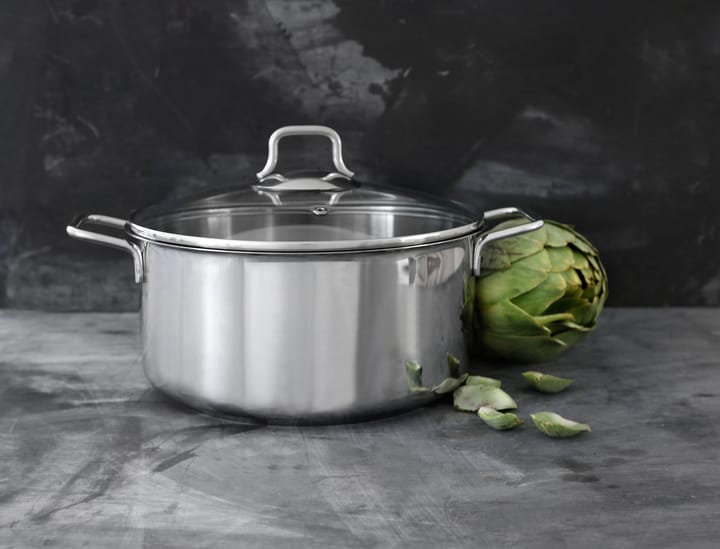 Batterie de cuisine Fiskars avec couvercle en verre 3 Pièces, Acier inoxydable Fiskars