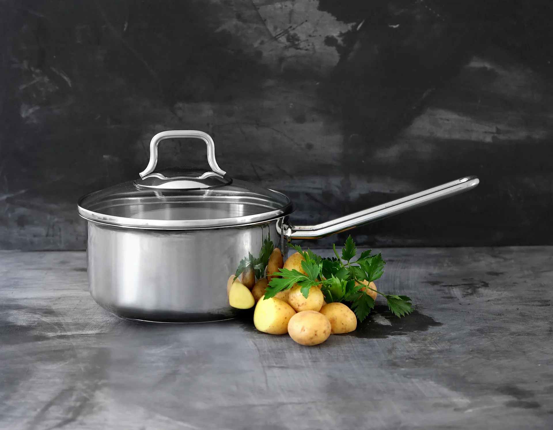Batterie de cuisine Fiskars avec couvercle en verre 3 Pièces, Acier inoxydable Fiskars