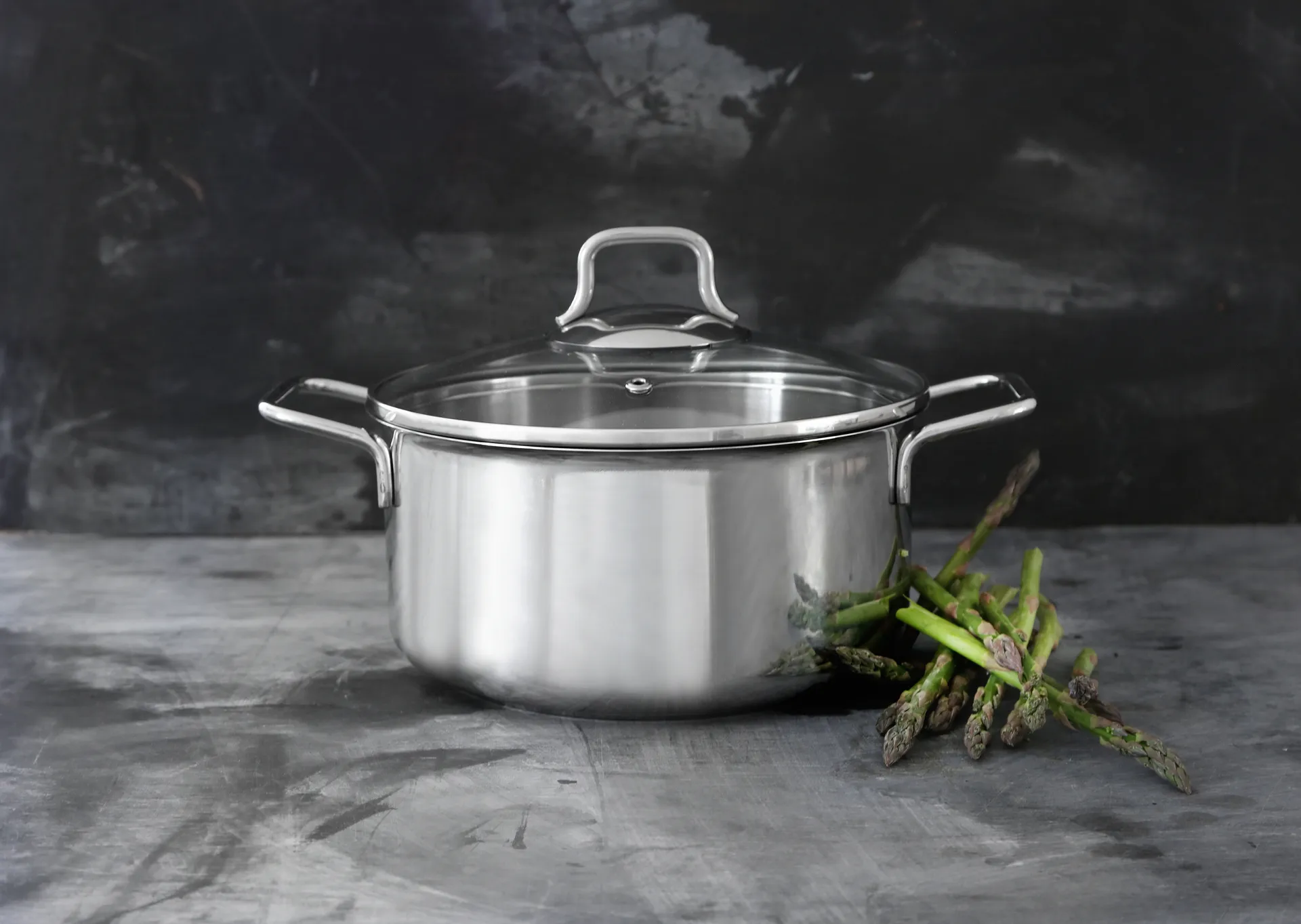 Batterie de cuisine Fiskars avec couvercle en verre 3 Pièces, Acier inoxydable Fiskars