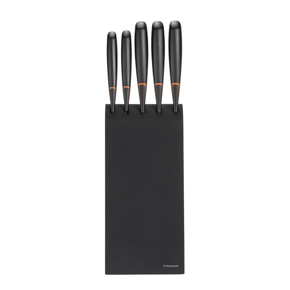 Bloc à couteaux Edge avec 5 couteaux, noir Fiskars