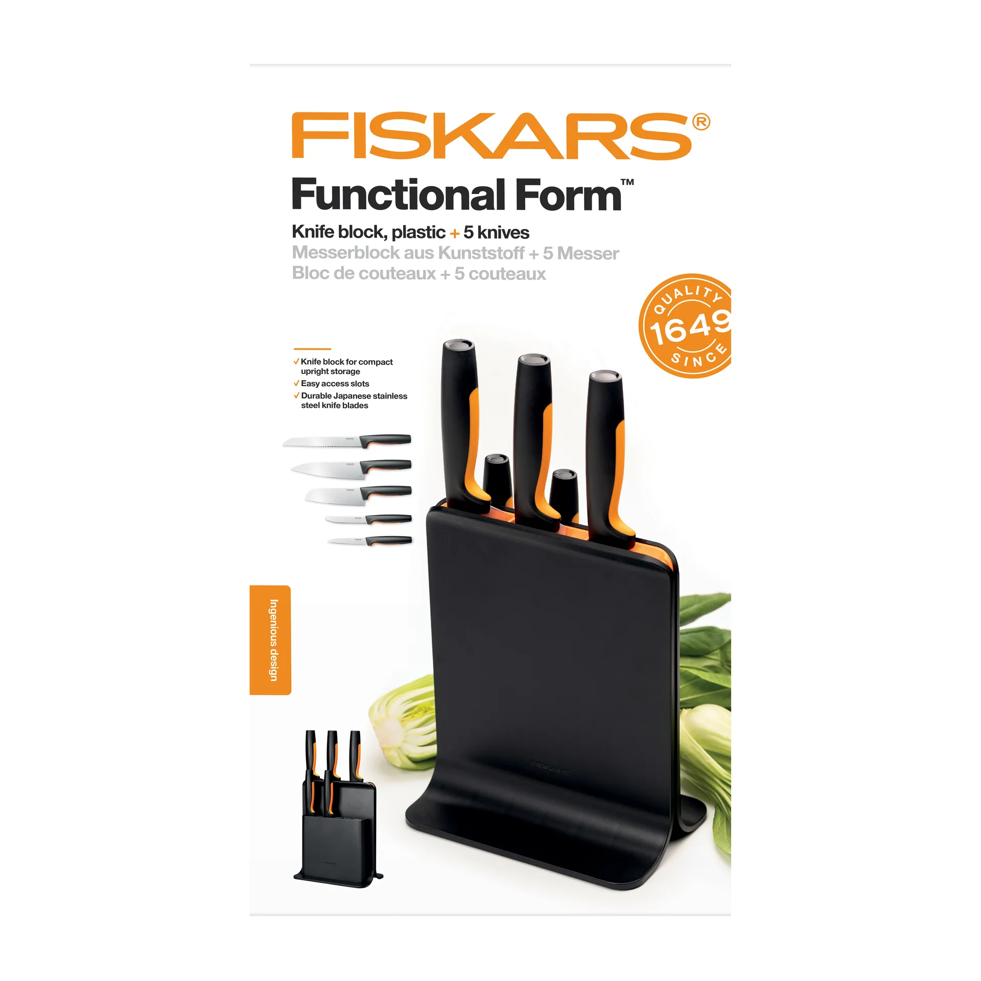 Bloc à couteaux en plastique avec 5 couteaux Functional Form, 6 Pièces Fiskars