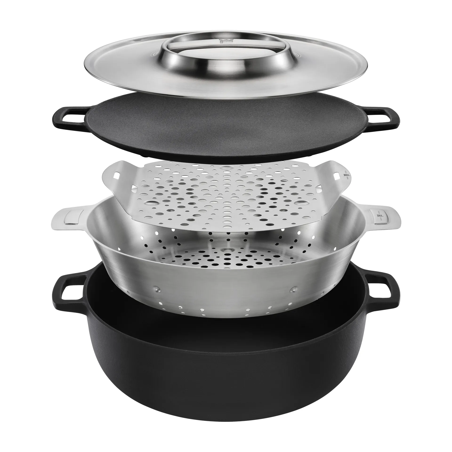Cocotte Norden Grill Chef en fonte et acier inoxydable, Ø30 cm Fiskars