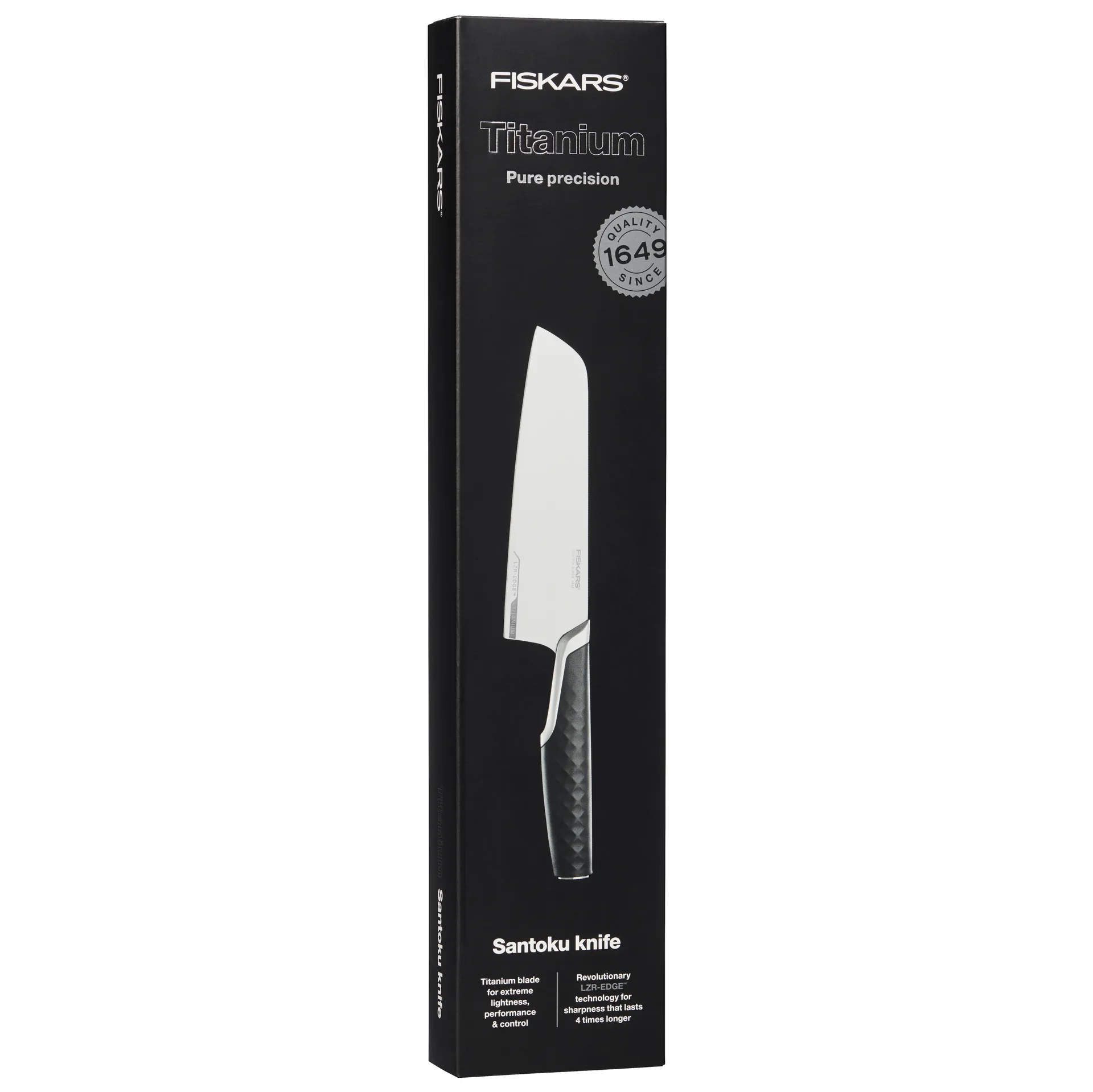 Couteau santoku Titanium 16 cm, Noir Fiskars