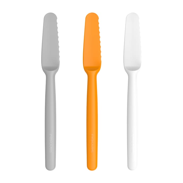 Couteaux à beurre Functional Form Lot de 3 - Gris-orange-blanc - Fiskars