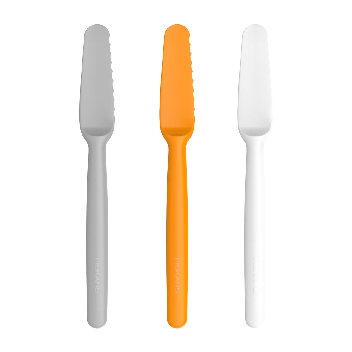 fiskars couteaux à beurre functional form lot de 3 gris-orange-blanc