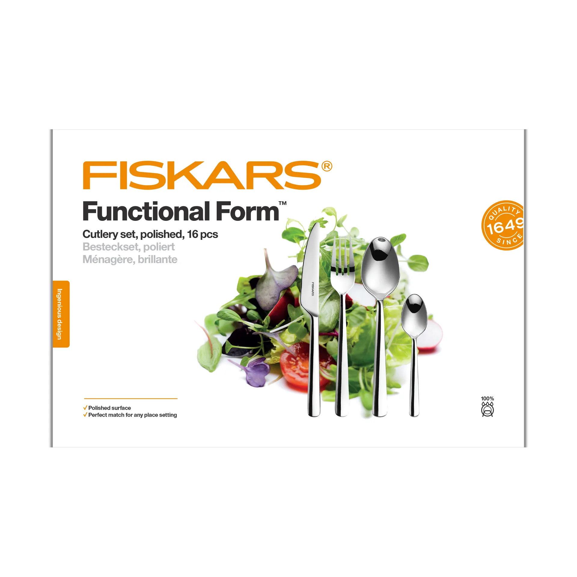 Couverts Functional Form finition brillante, 16 pièces Fiskars