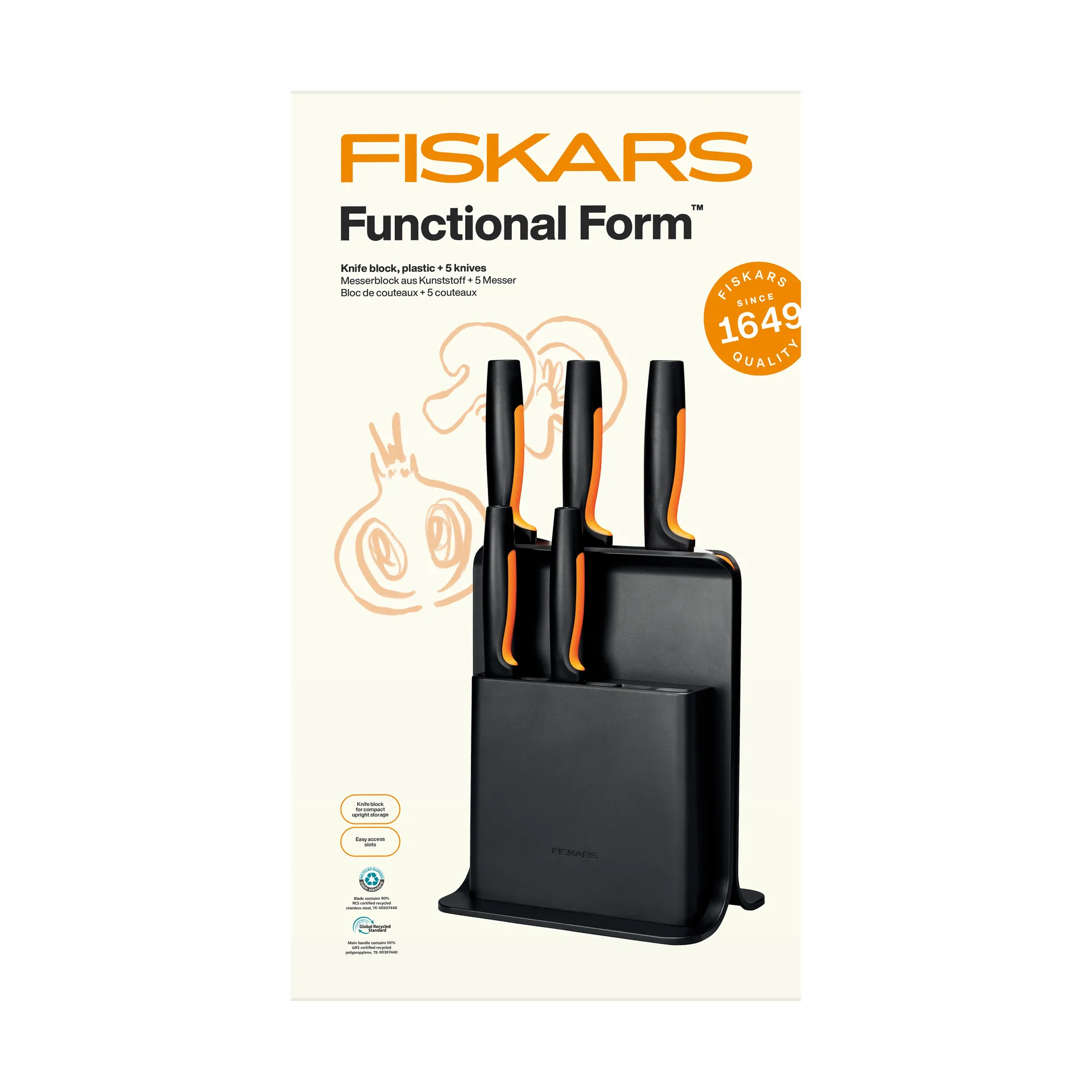 Functional Form set de couteaux avec bloc de couteaux, Plastique, 6 pièces Fiskars