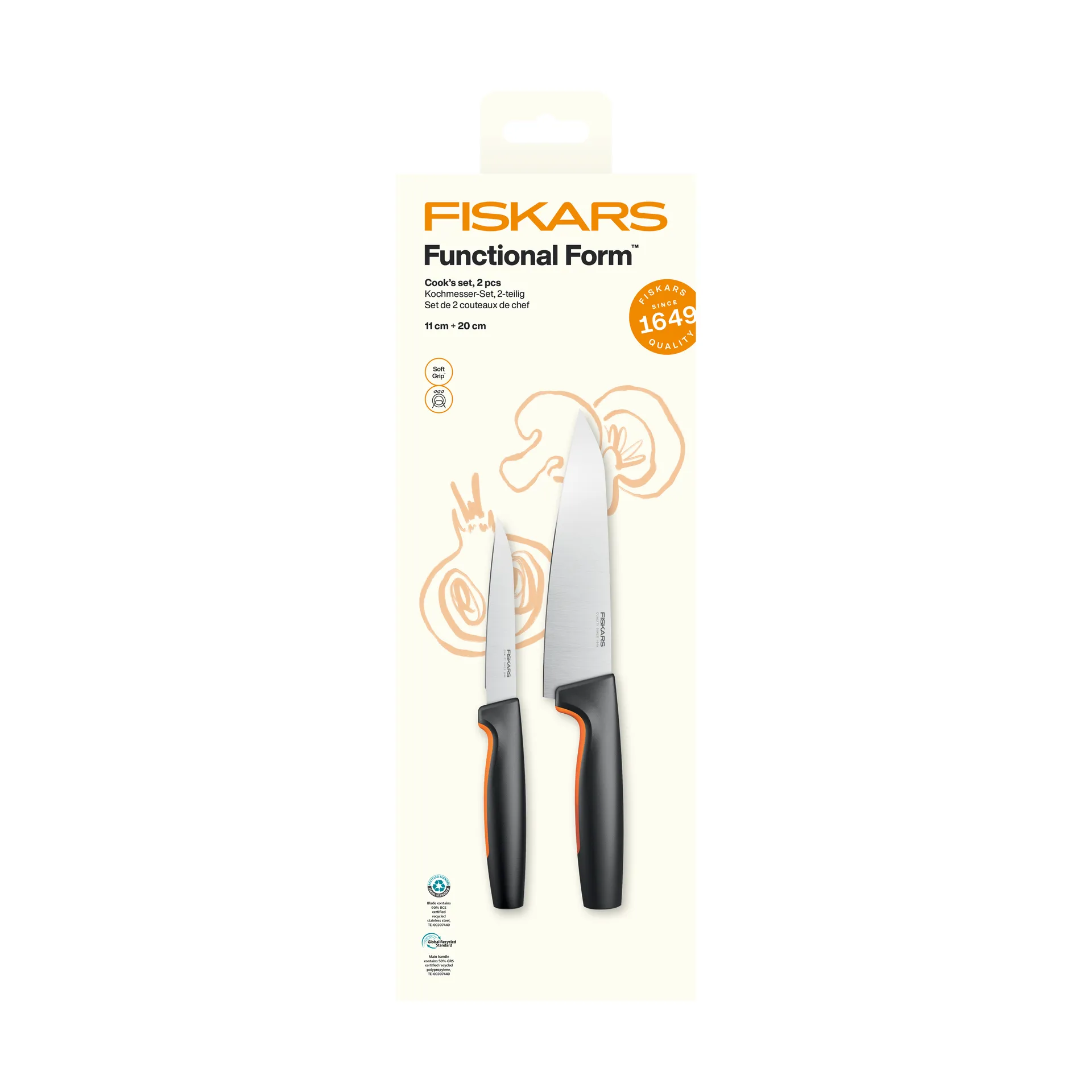 Functional Form set de couteaux de chef, Acier inoxydable, 2 pièces Fiskars