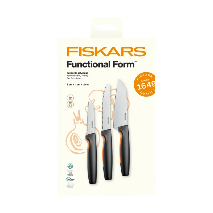 Functional Form set de couteaux favoris - Acier inoxydable, 3 pièces - Fiskars