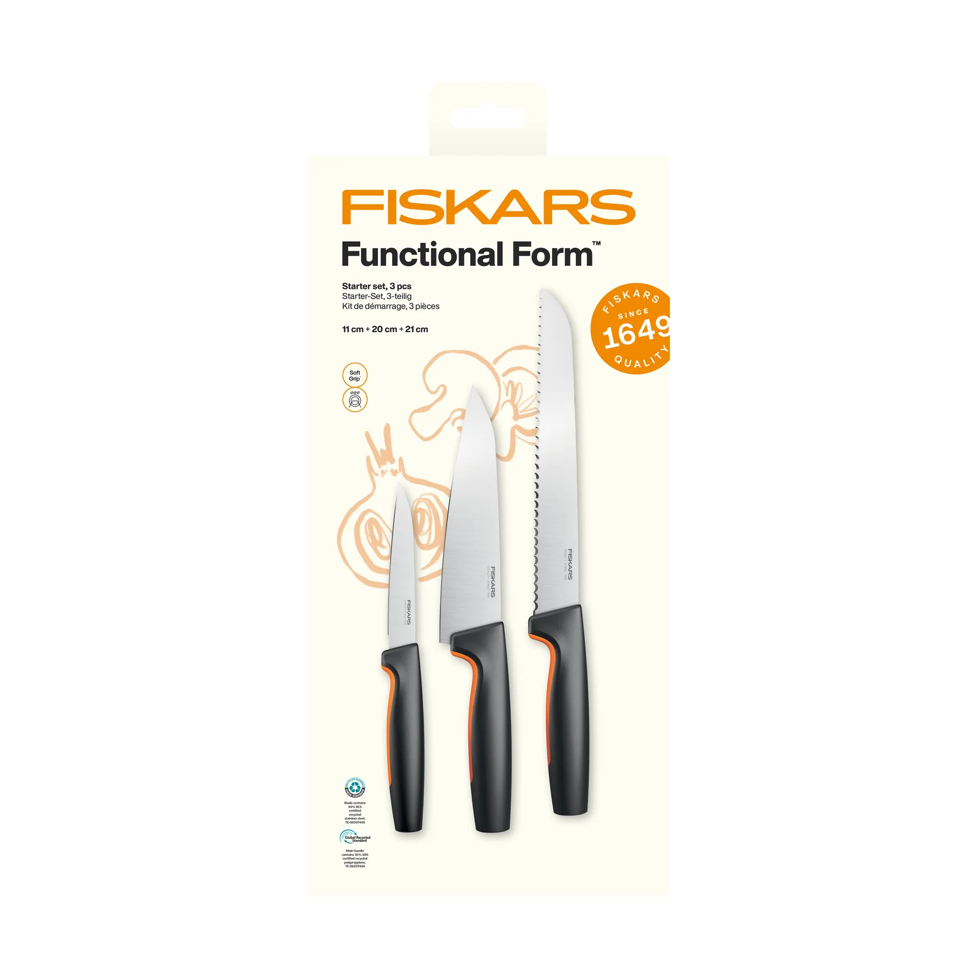 Functional Form set de démarrage, Acier inoxydable, 3 pièces Fiskars