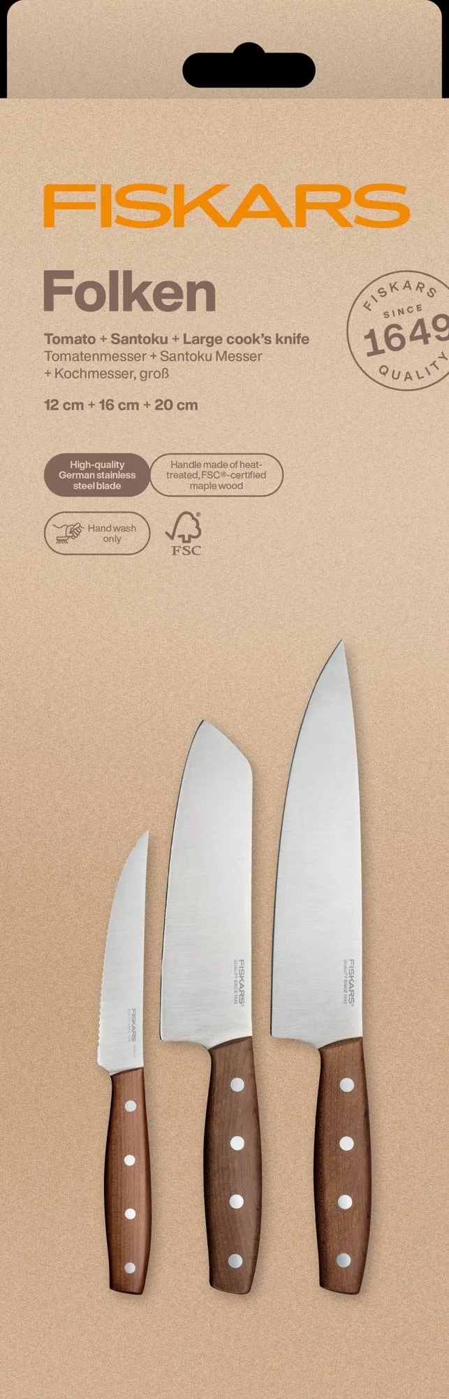 Set de couteaux Folken, 3 pièces Fiskars