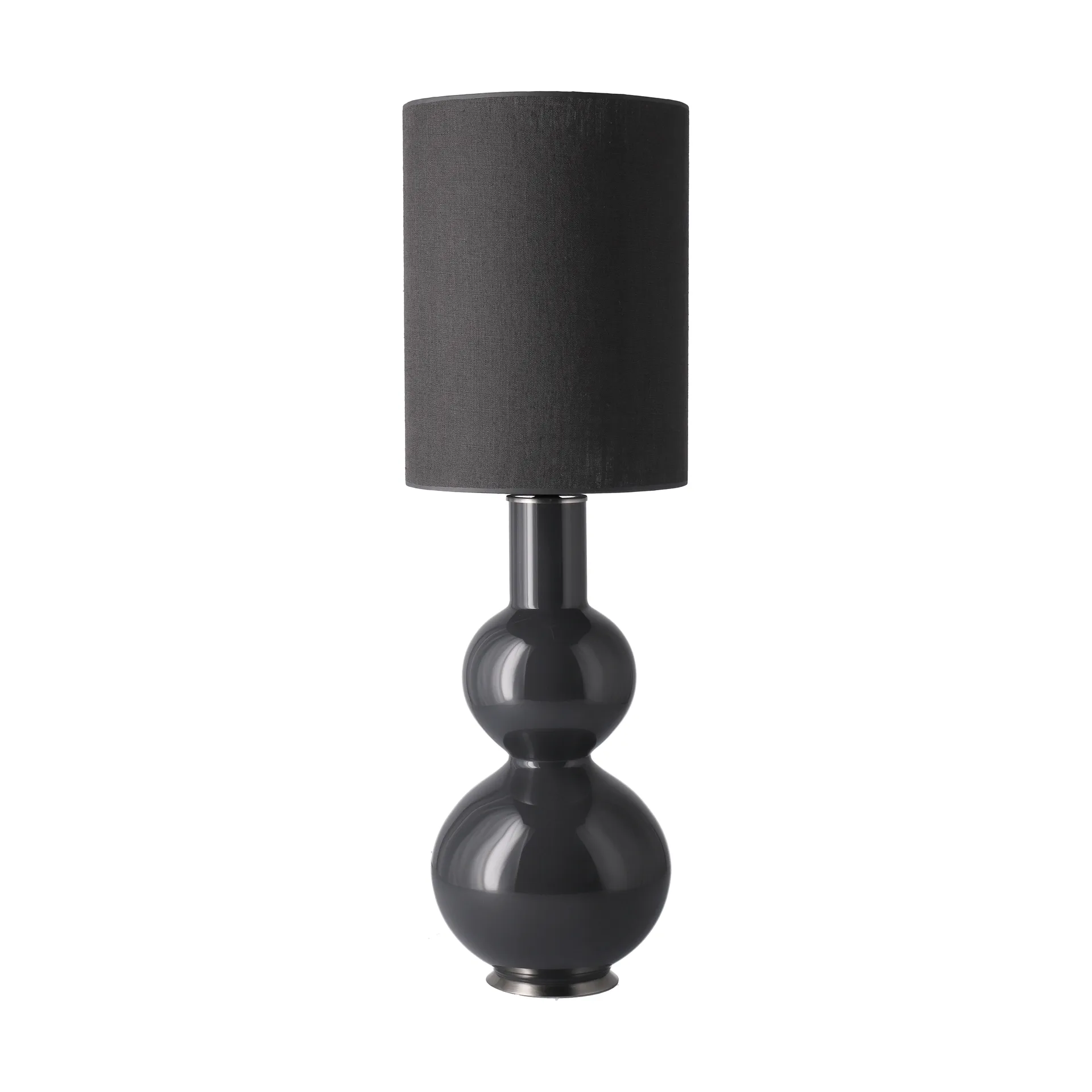 Lampe de table Augusta, base grise, Lino Negro L Flavia Lamps