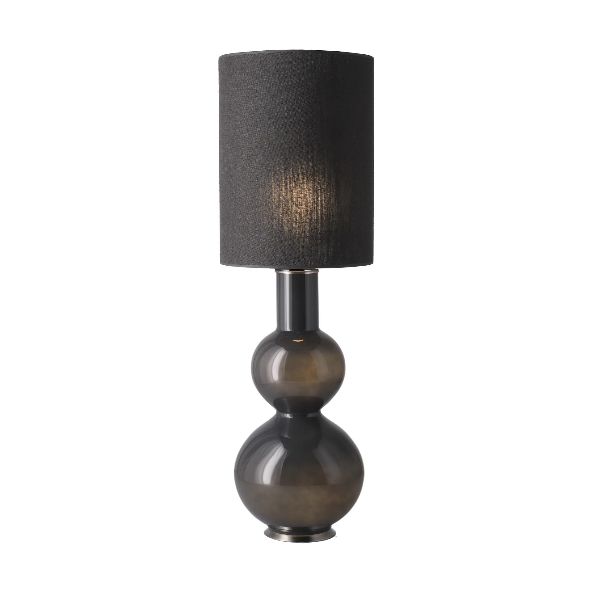 Lampe de table Augusta, base grise, Lino Negro L Flavia Lamps