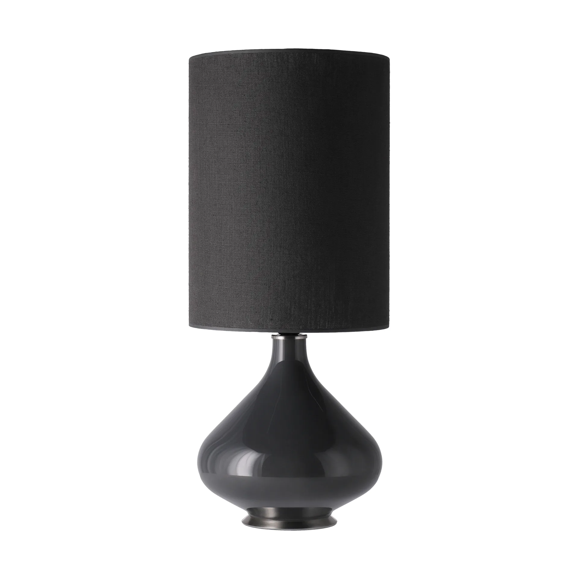 Lampe de table Flavia, base grise, Lino Negro L Flavia Lamps