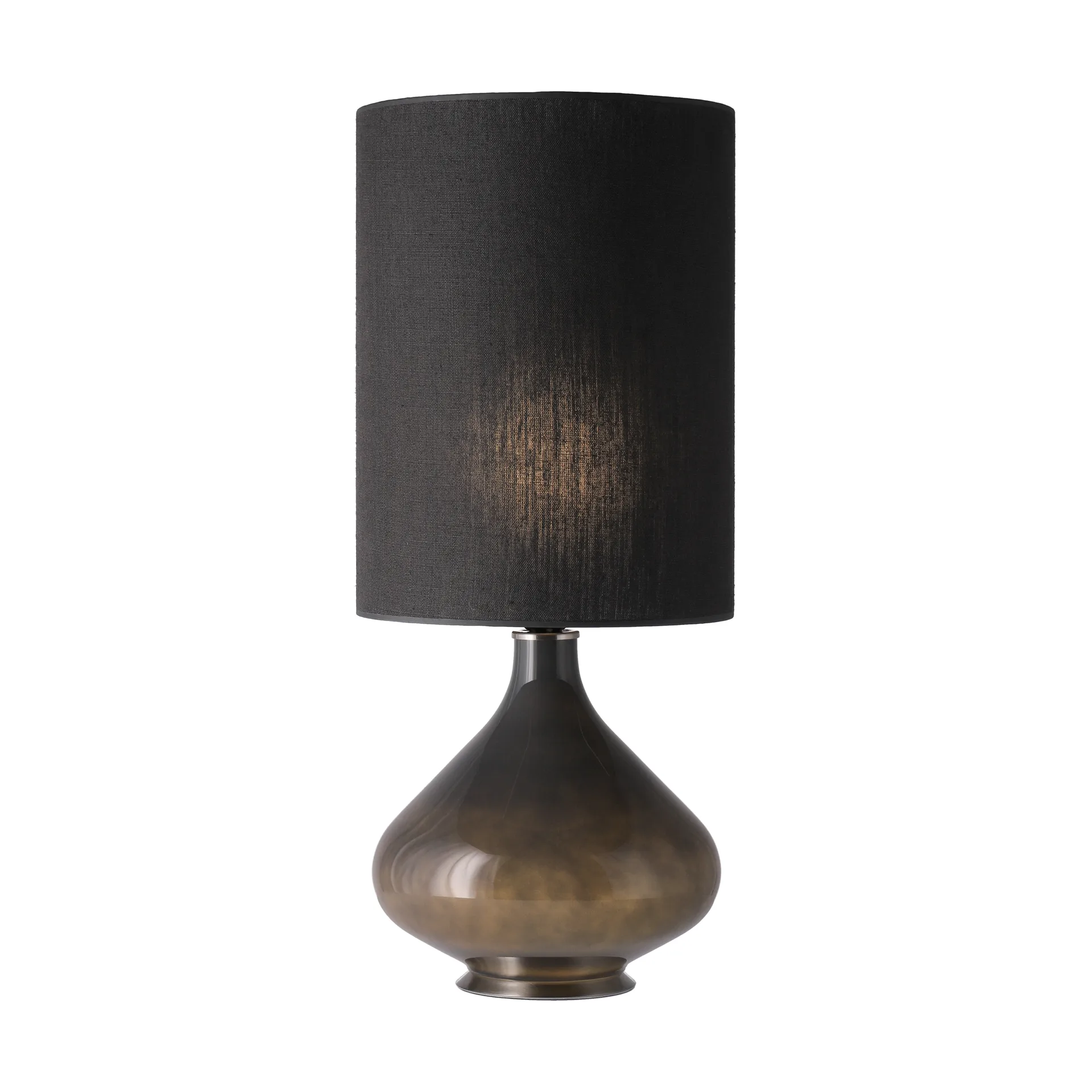 Lampe de table Flavia, base grise, Lino Negro L Flavia Lamps