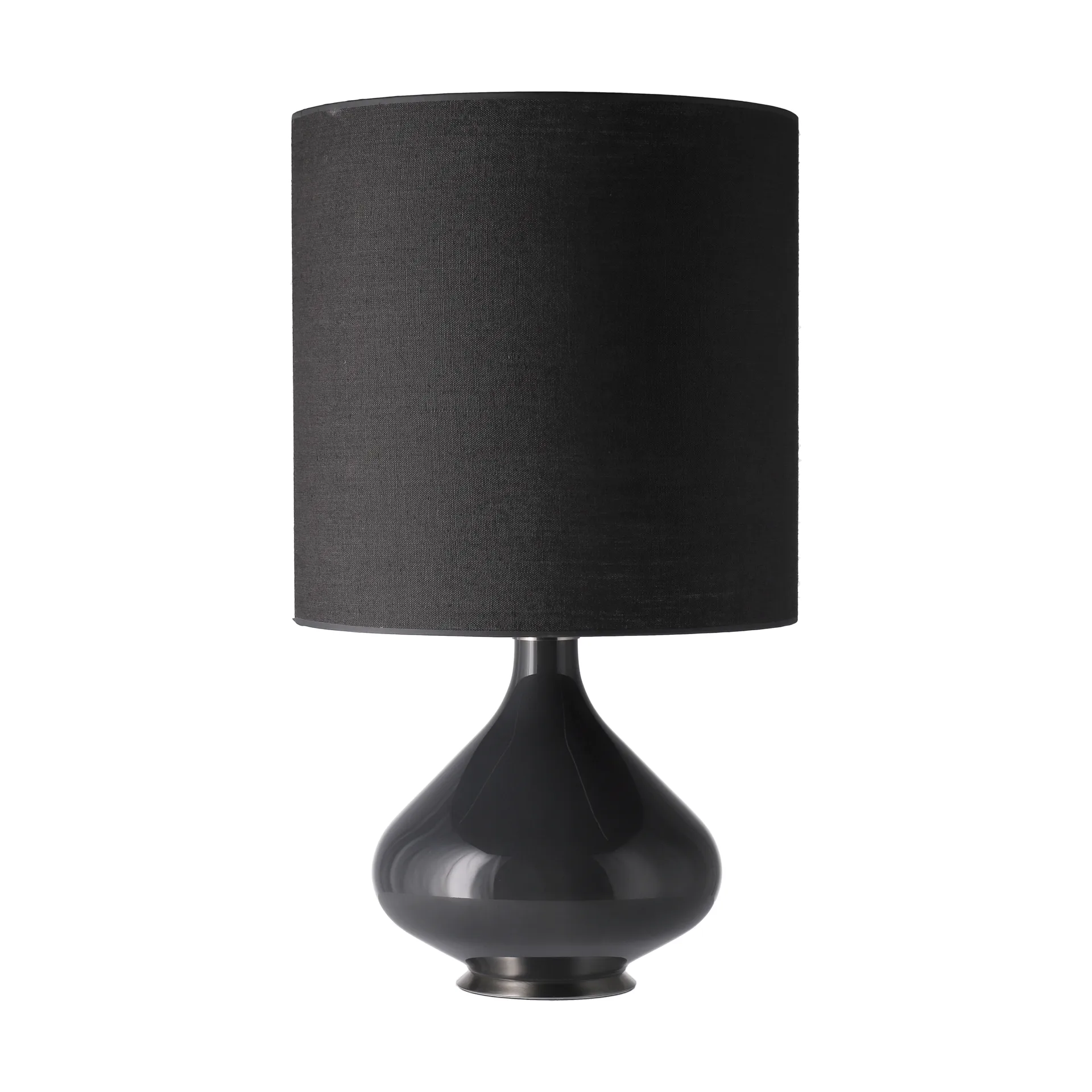 Lampe de table Flavia, base grise, Lino Negro M Flavia Lamps