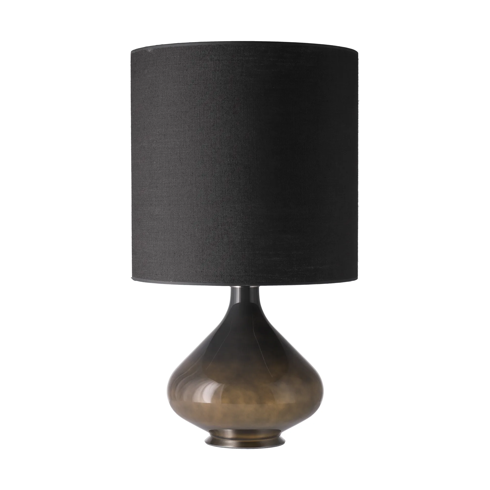 Lampe de table Flavia, base grise, Lino Negro M Flavia Lamps