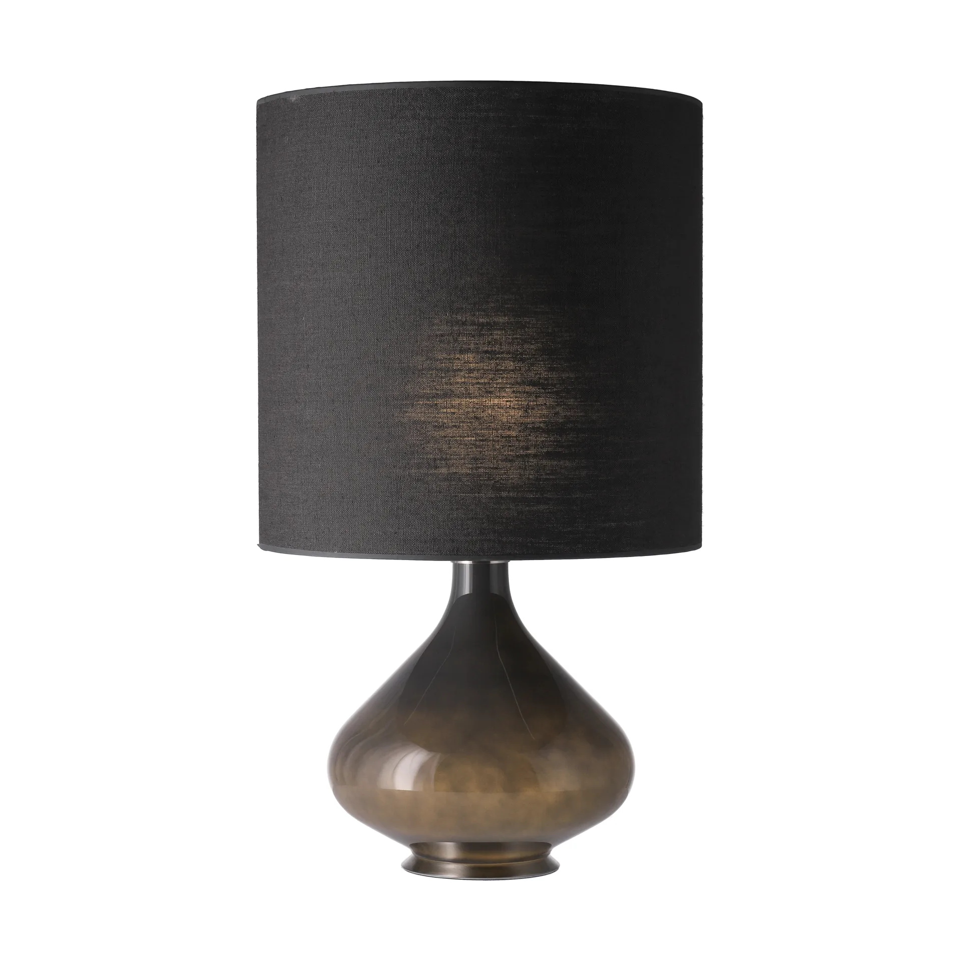 Lampe de table Flavia, base grise, Lino Negro M Flavia Lamps