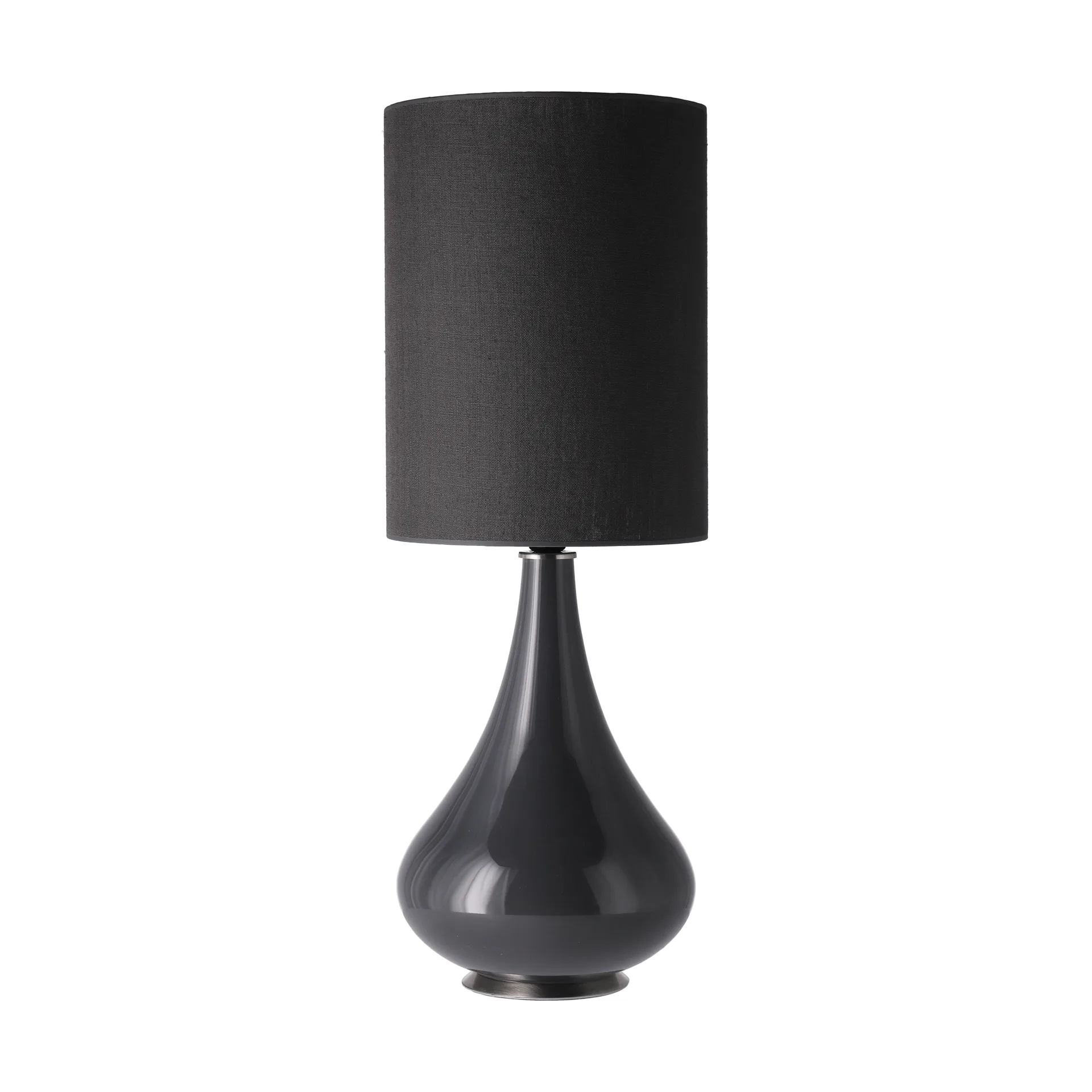 Lampe de table Renata, base grise, Lino Negro L Flavia Lamps