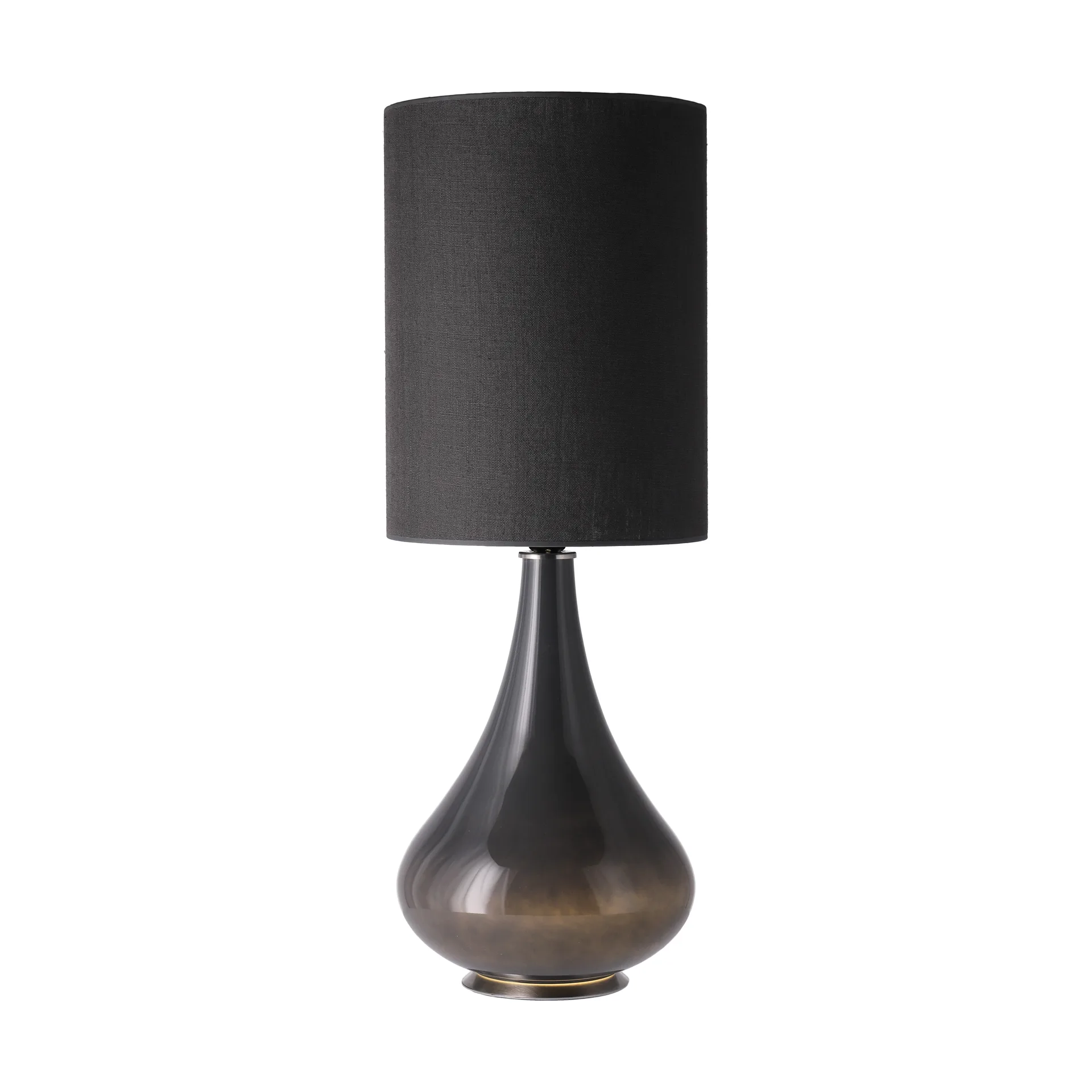 Lampe de table Renata, base grise, Lino Negro L Flavia Lamps