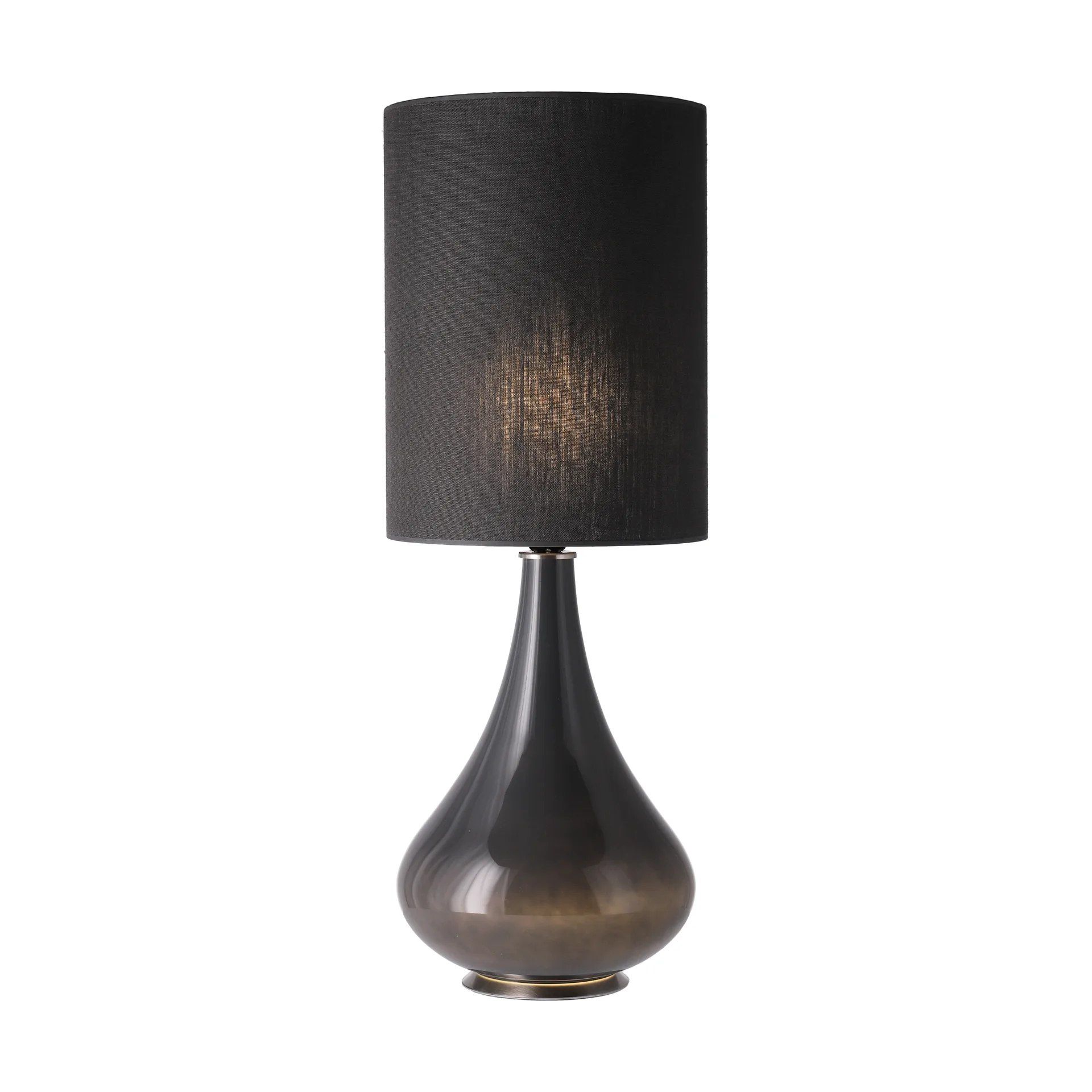 Lampe de table Renata, base grise, Lino Negro L Flavia Lamps