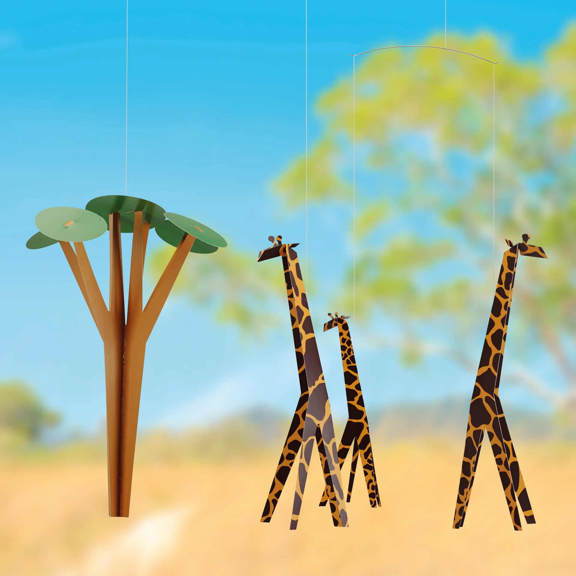 Mobile Giraffes on the Savannah, multicolore Flensted Mobiles
