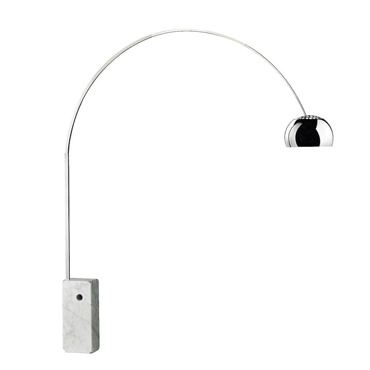 Lampadaire Arco - Pied chromé en marbre de Carrare - Flos